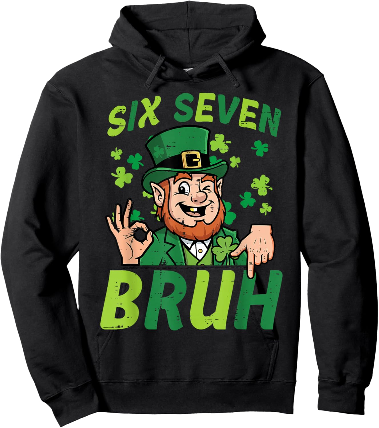 Six Seven Bruh St Patricks Day 6 7 Meme 67 Boy Kids Youth Hoodie - Hoodie | Black