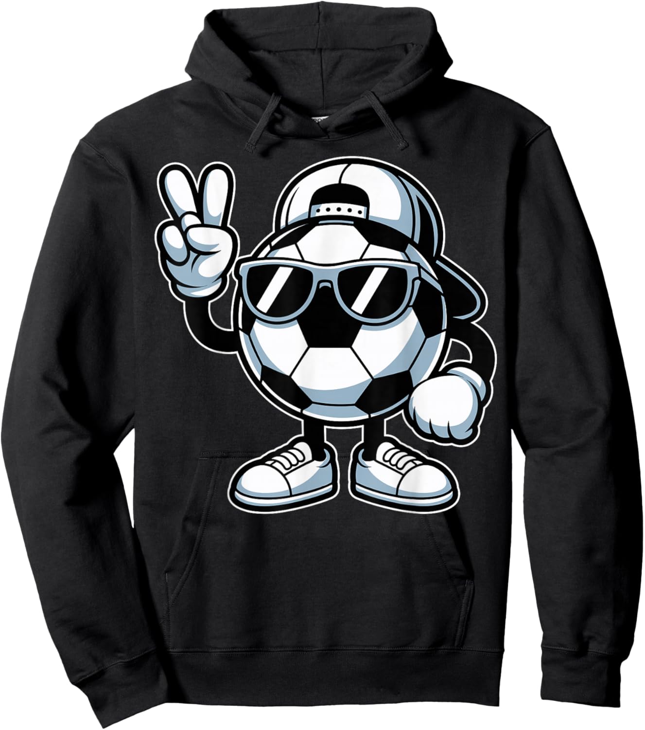 Soccer Ball with Sunglasses Funny Boys Men Soccer Lover Hoodie - Hoodie | Black