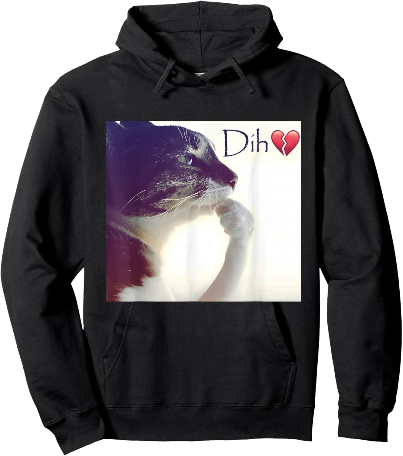Dih Funny Thinking cat Meme Silly brainrot Kitten Hoodie - Hoodie | Black