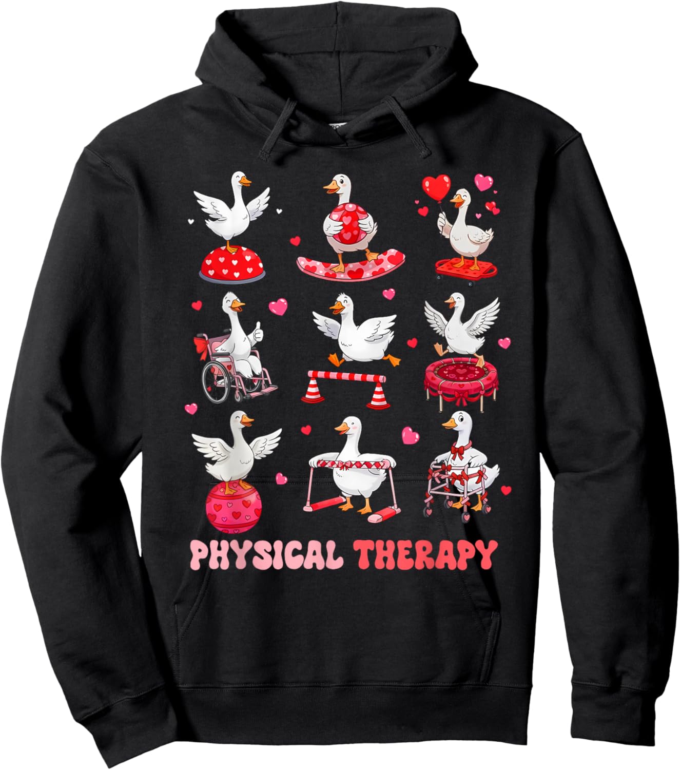Valentines Physical Therapy Physical Therapist Silly Goose Hoodie - Hoodie | Black
