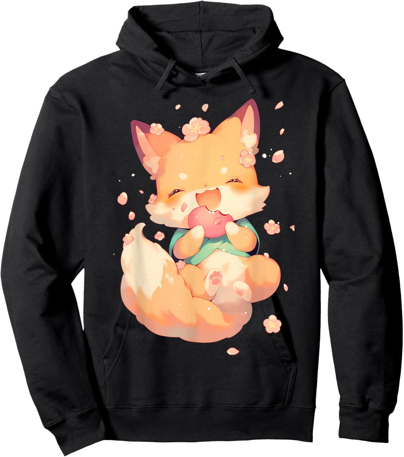 Cute Kitsune Kawaii Fox Sakura Hoodie - Hoodie | Black
