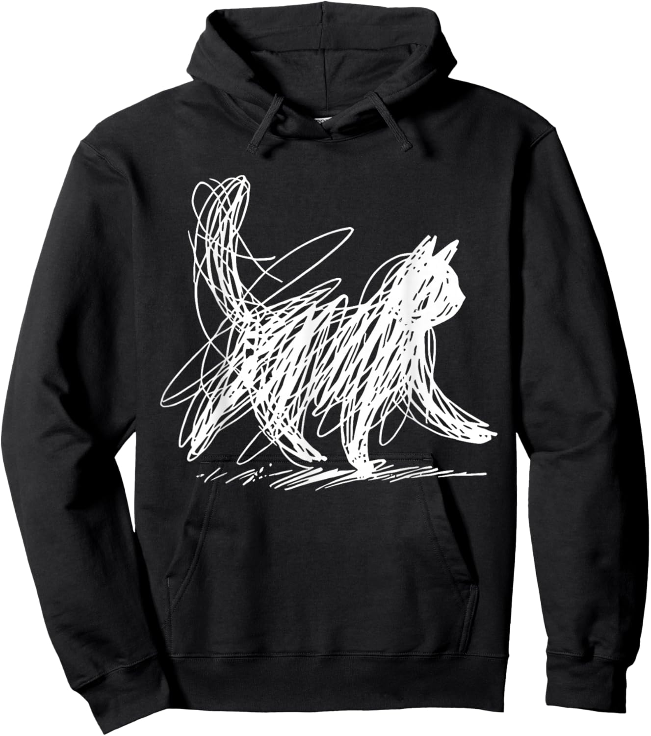 Minimalist Cat Art Hoodie - Hoodie | Black