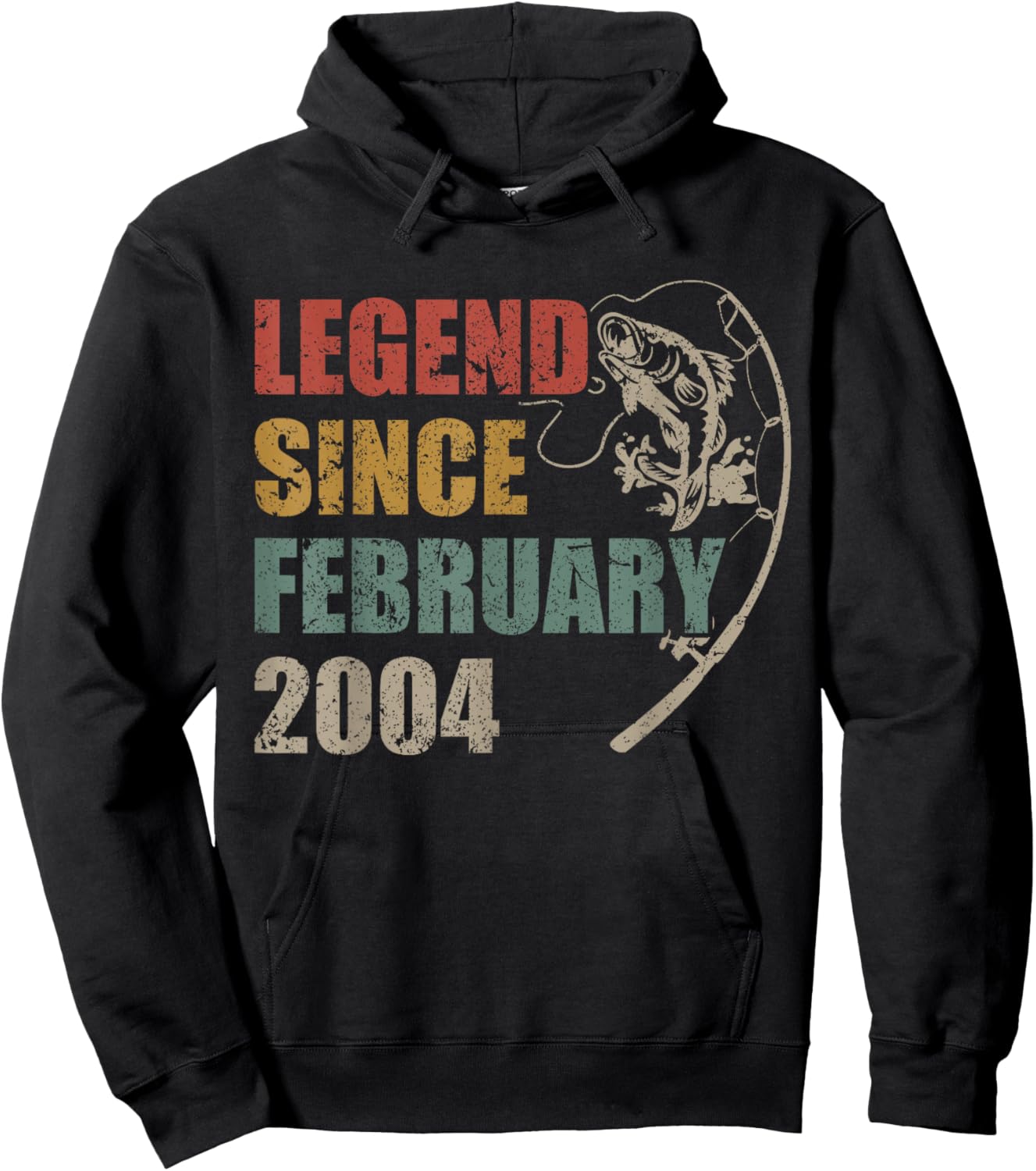 Legend Since February 2004 Fishing 22nd Birthday Fisherman Hoodie - Hoodie | Black