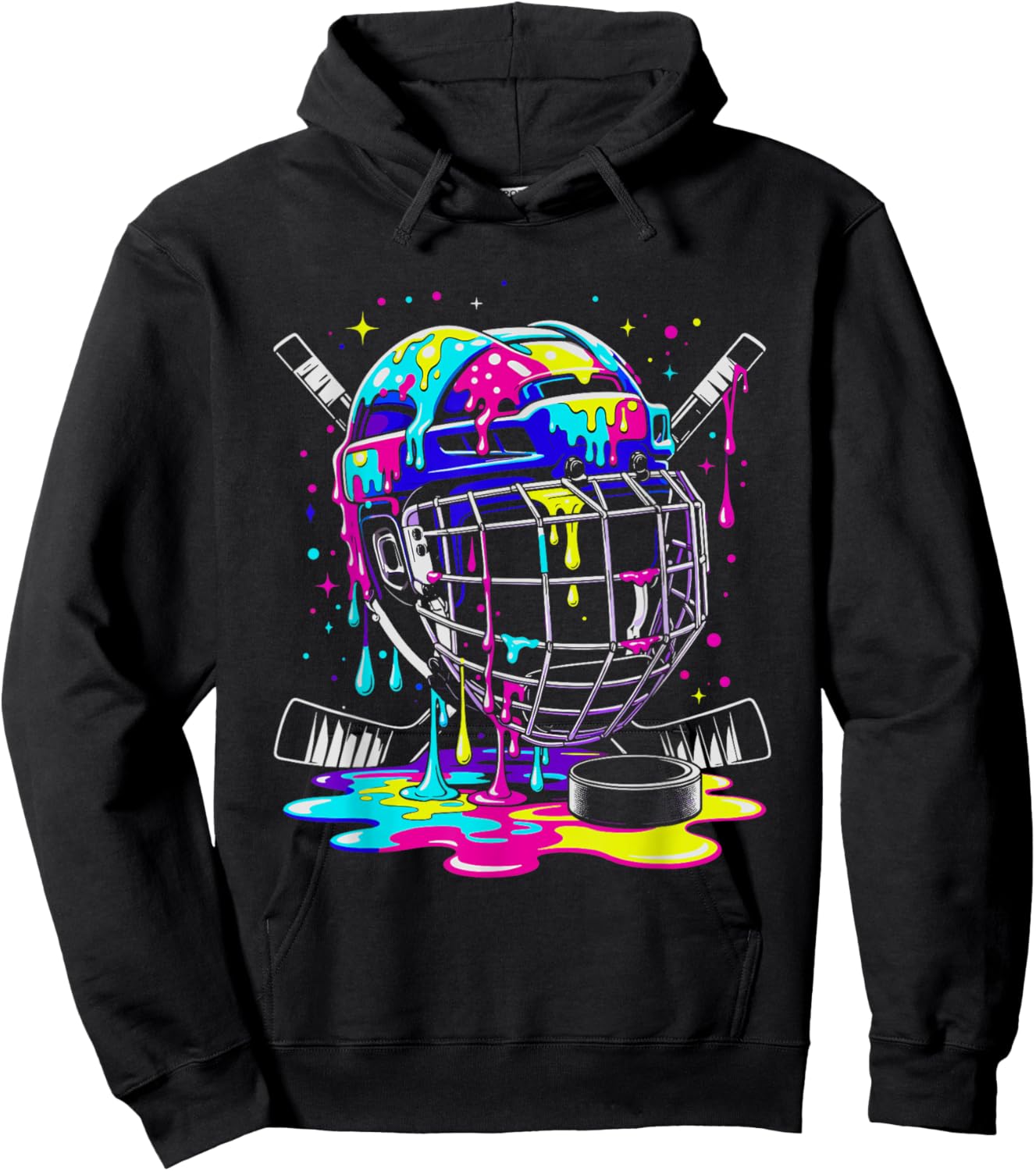 Ice Cream Dripping Hockey Drip Boys Youth Ice Hockey Hoodie - Hoodie | Black