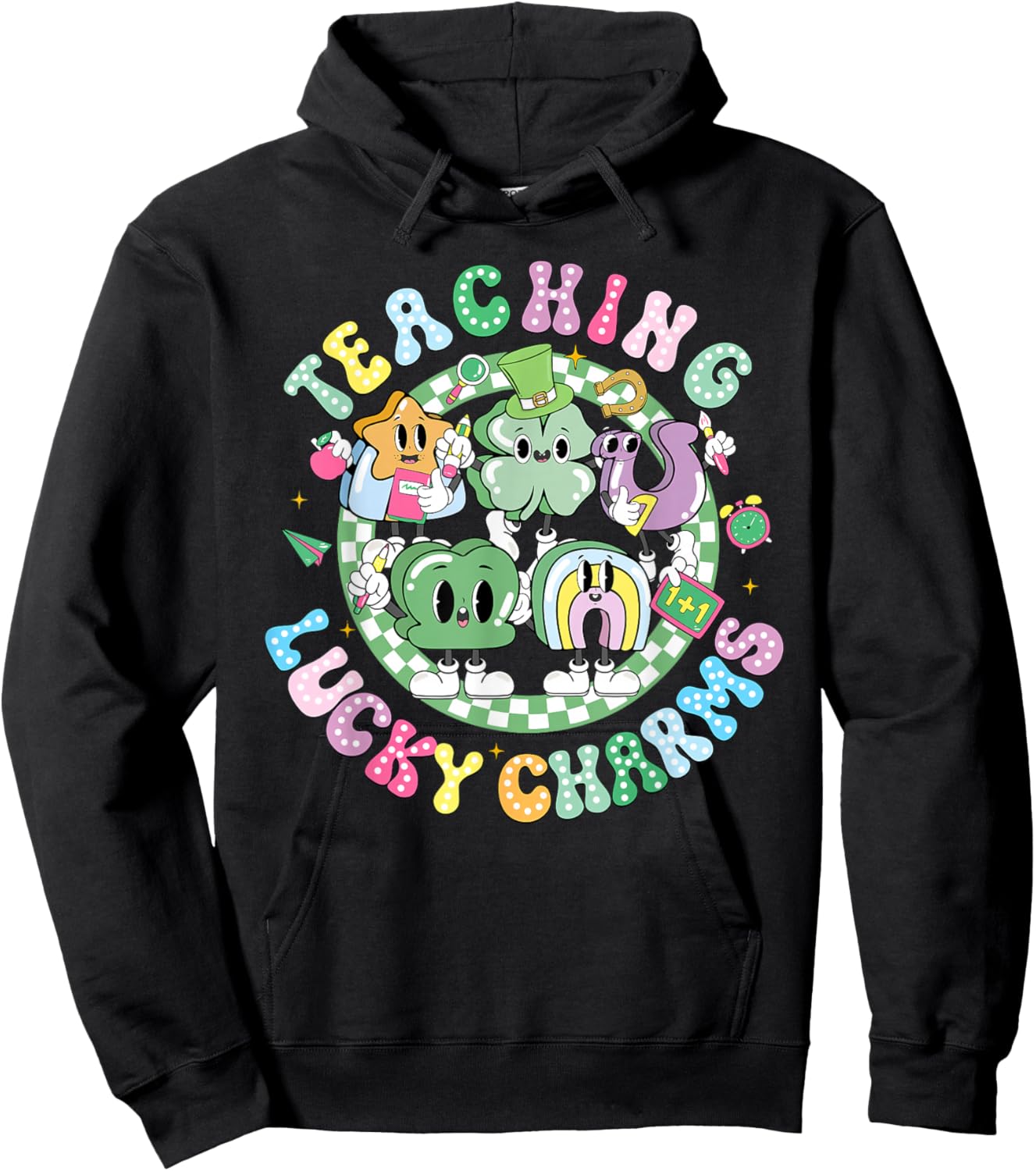 Teaching Lucky Charms Teacher Shamrock St. Patrick's Day Hoodie - Hoodie | Black