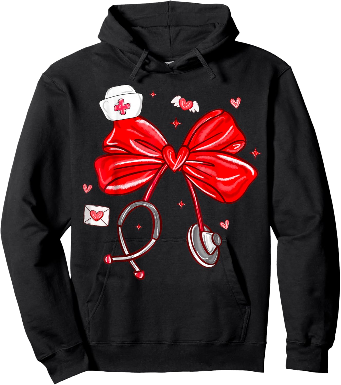 Preppy Nurse Valentine Hoodie - Hoodie | Black