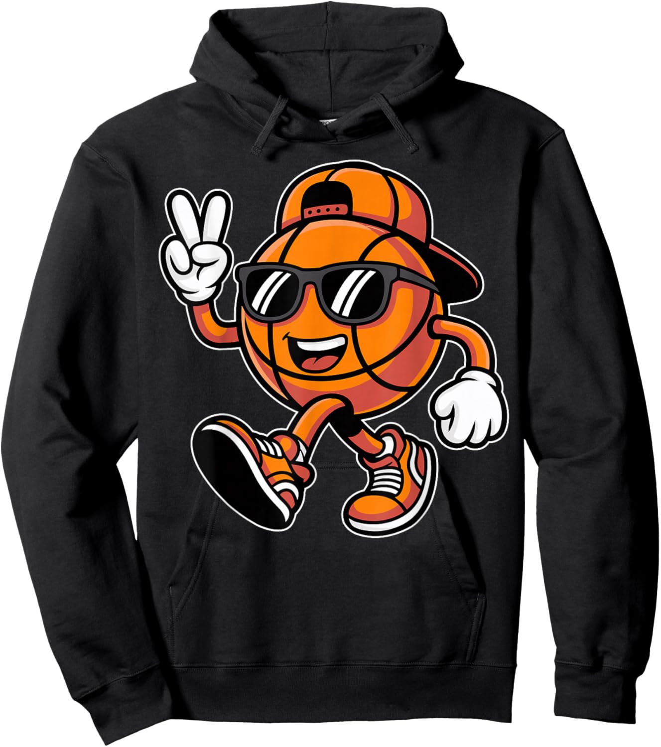 Basketball with Sunglasses Funny Boys Men Basketball Lover Hoodie - Hoodie | Black