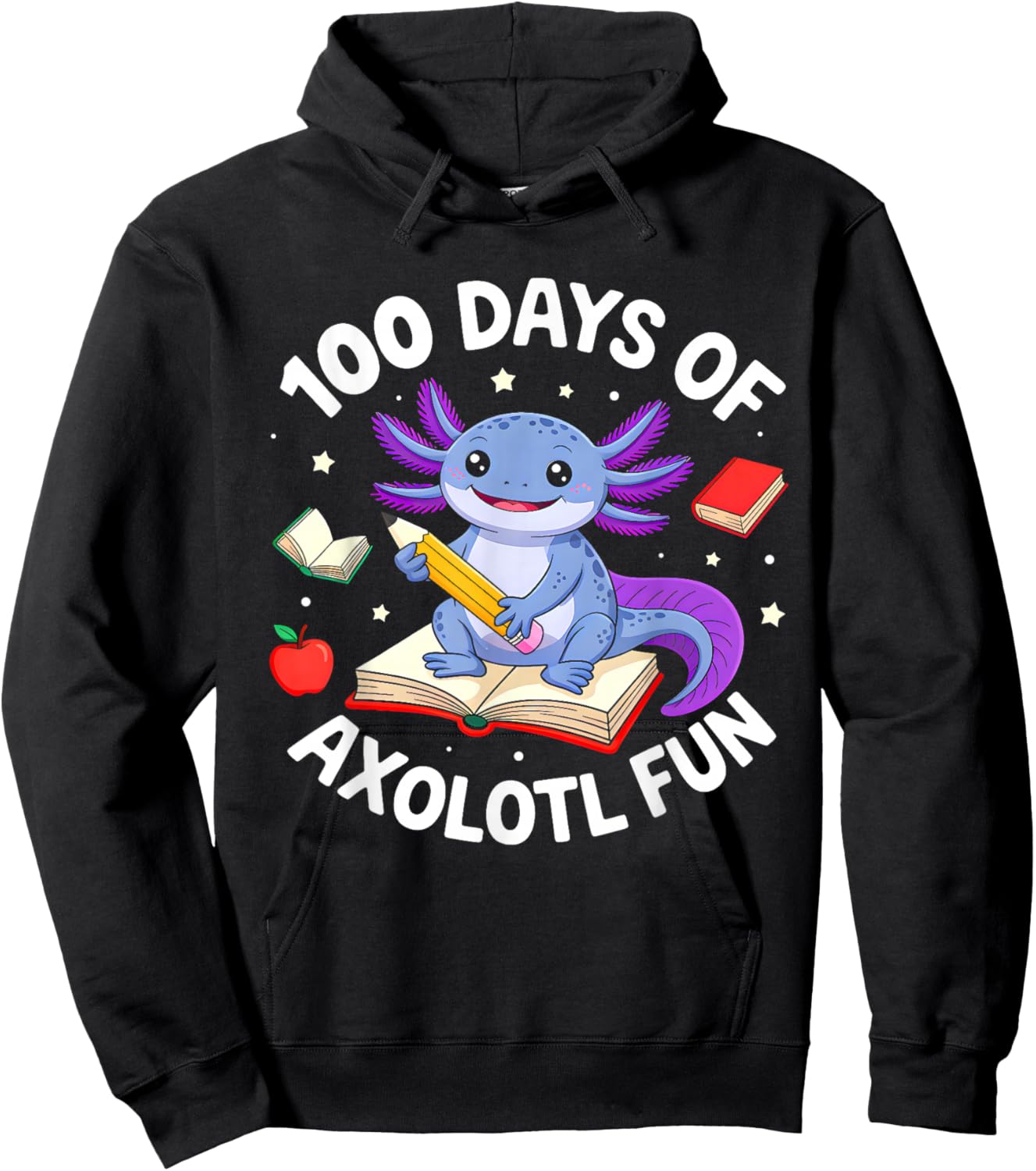 Funny 100 Days of School Axolotl Boys Girls Kids 100th Day Hoodie - Hoodie | Black