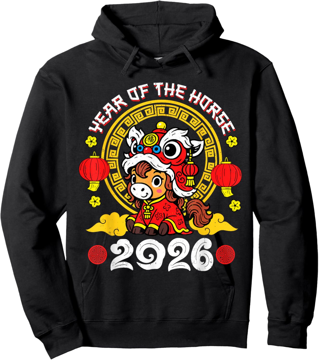 Chinese New Year 2026 Year of The Horse Lunar New Year 2026 Hoodie - Hoodie | Black