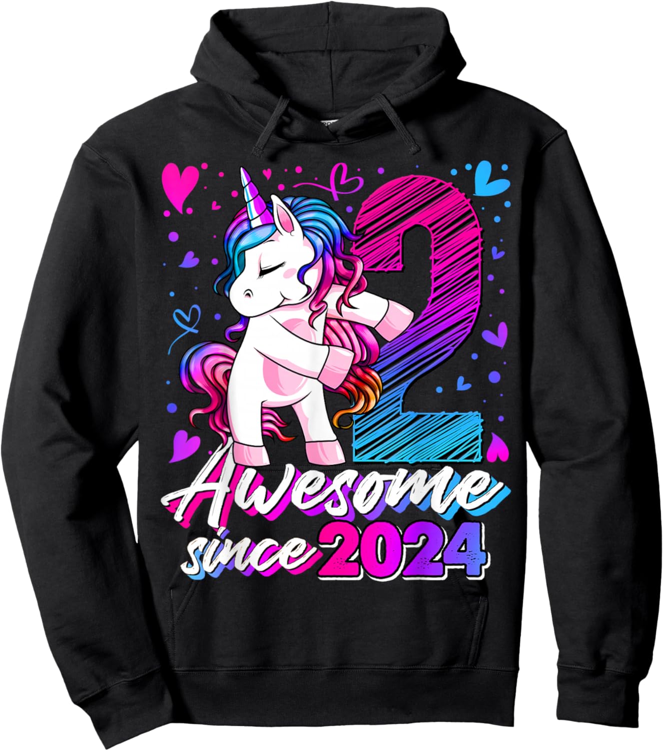 2nd Birthday Shirt Girl 2 Year Old Gifts 2 Birthday Girl Hoodie - Hoodie | Black