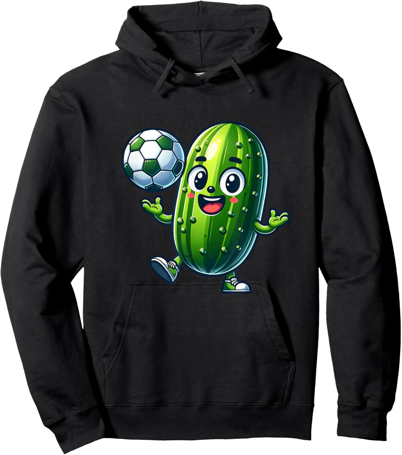 Soccer Pickle Mascot Cute Cartoon Football Humor Hoodie - Hoodie | Black