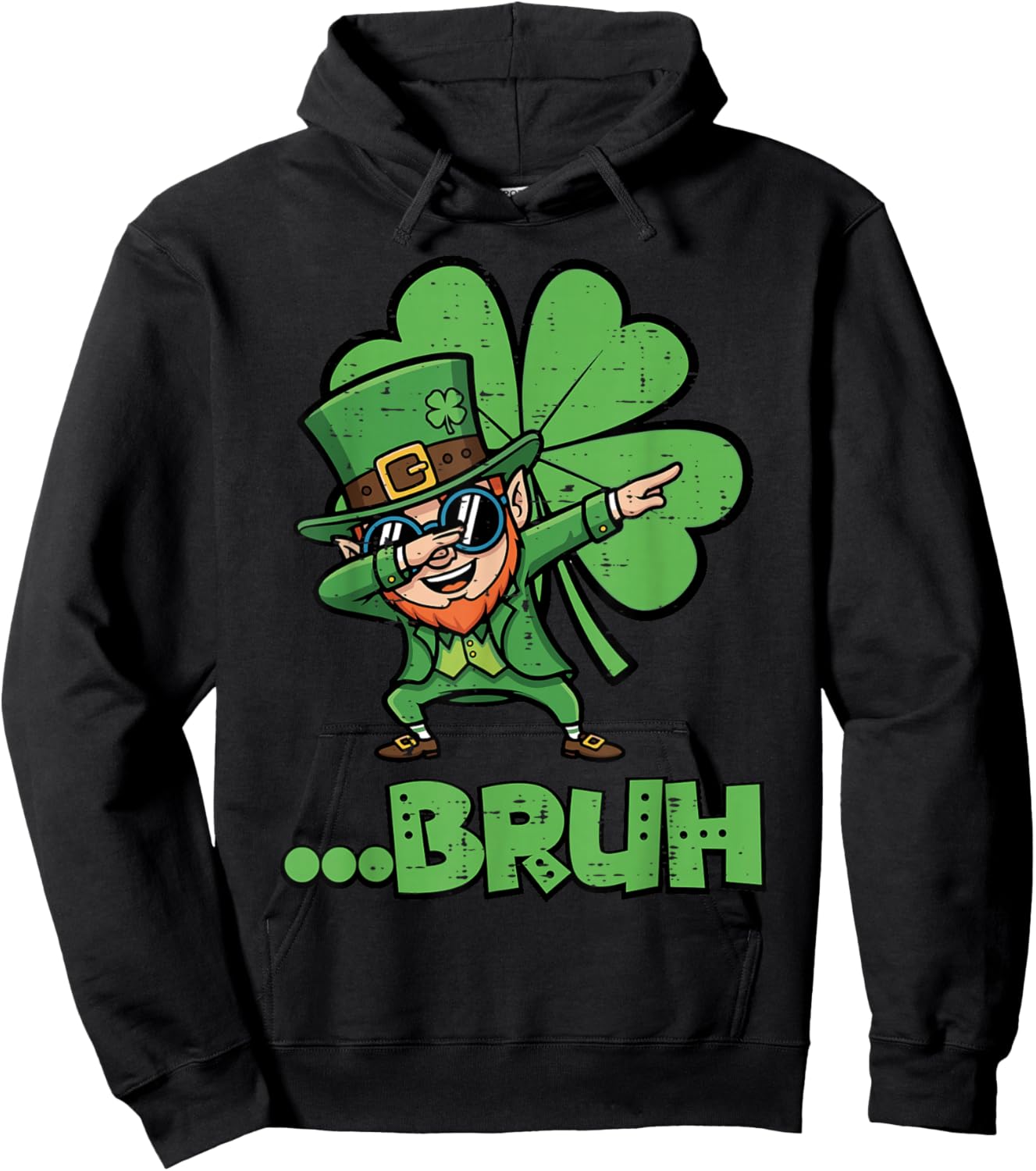 St Patricks Day Leprechaun Bruh Saint Paddys Women Men Kids Hoodie - Hoodie | Black