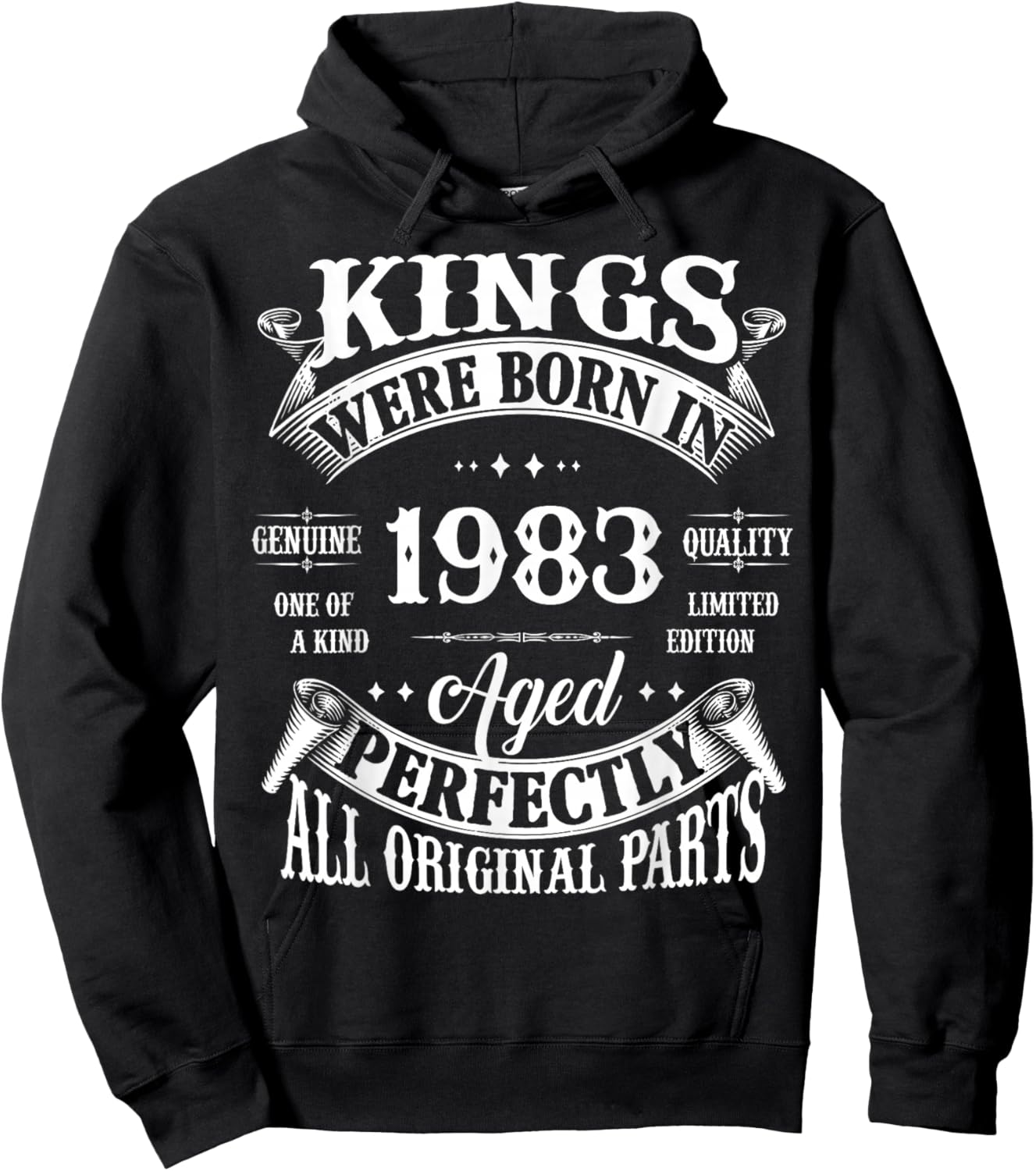 43rd Birthday Gift Vintage Kings Born in 1983 43 Years Old Hoodie - Hoodie | Black
