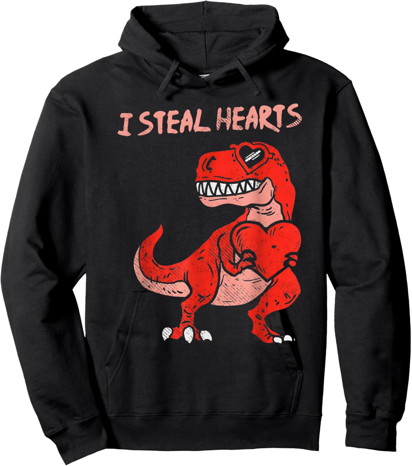 I Steal Hearts Dinosaur Trex Dino Love Valentines Hoodie - Hoodie | Black