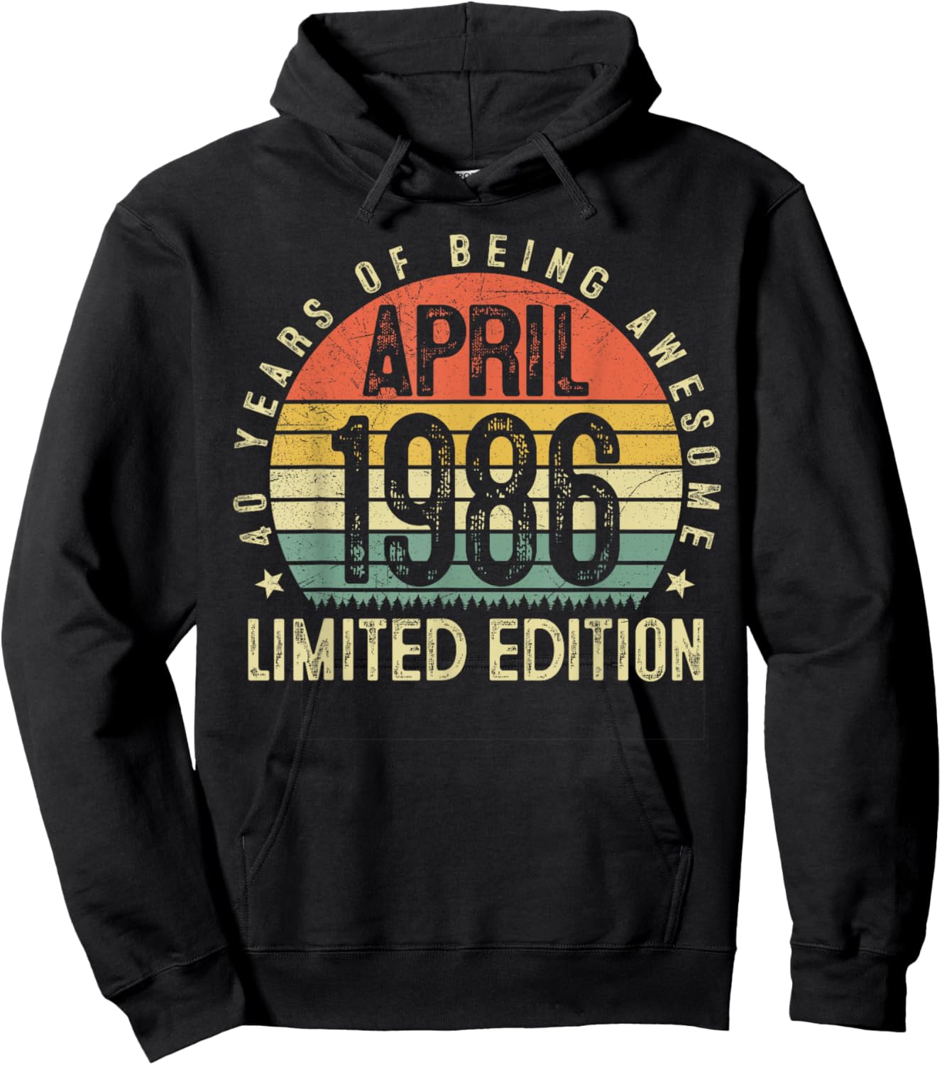 40 Year Old Vintage April 1986 Retro 40th Birthday Men Him Hoodie - Hoodie | Black
