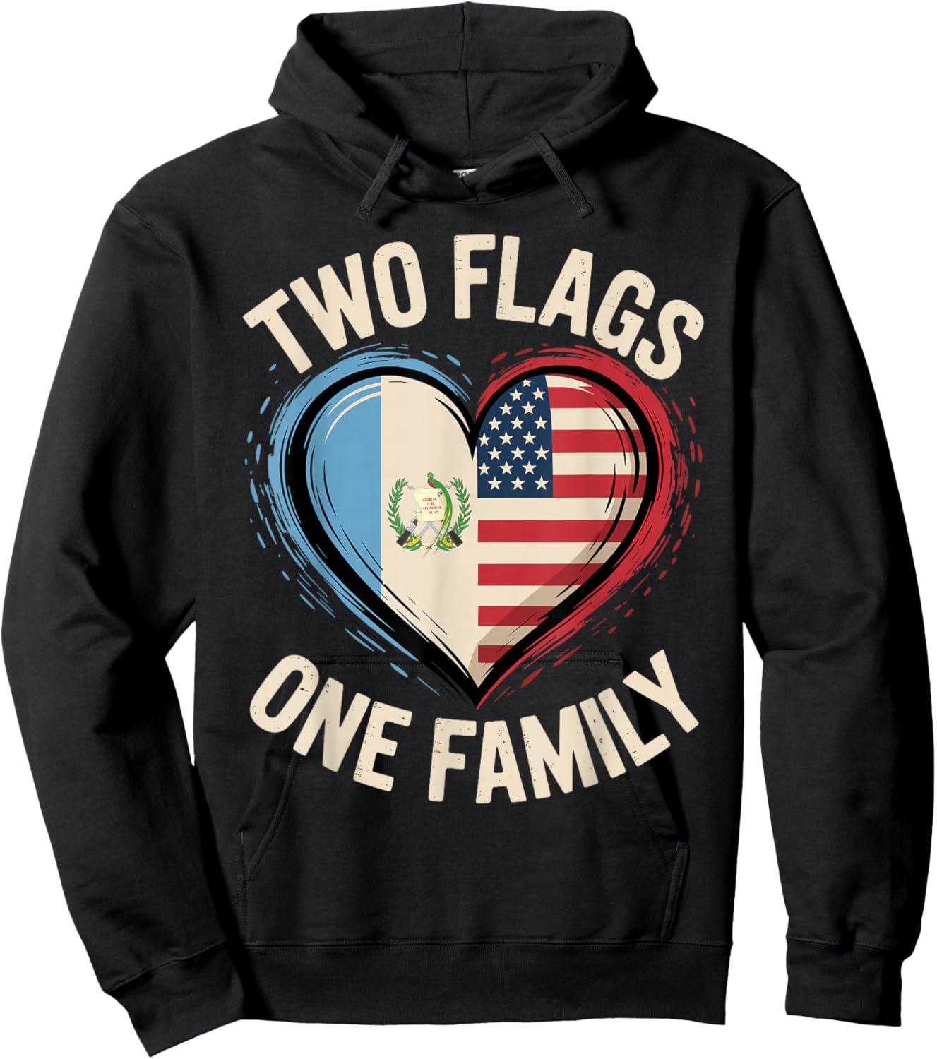 Two Flags One Family American Guatemalan USA America Hoodie - Hoodie | Black