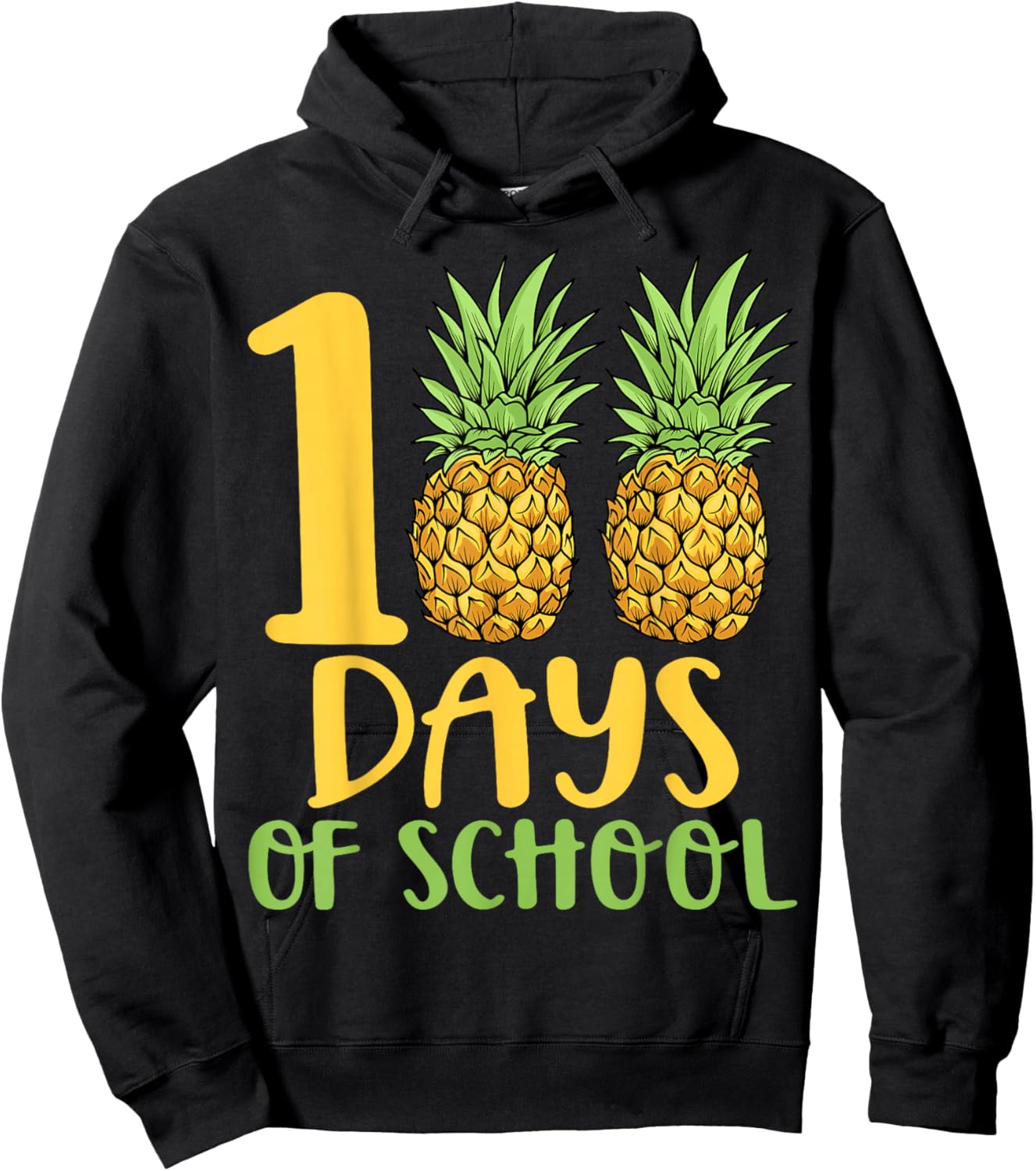 100 Days of School Pineapple Lover Teacher Kids Hoodie - Hoodie | Black