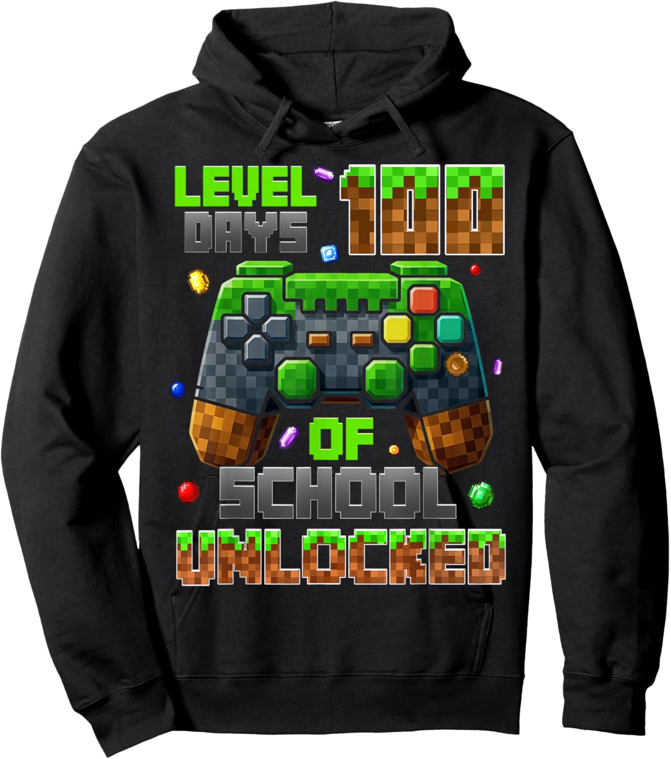 Level 100th Day of School Unlocked Gaming Video Games Boys Hoodie - Hoodie | Black