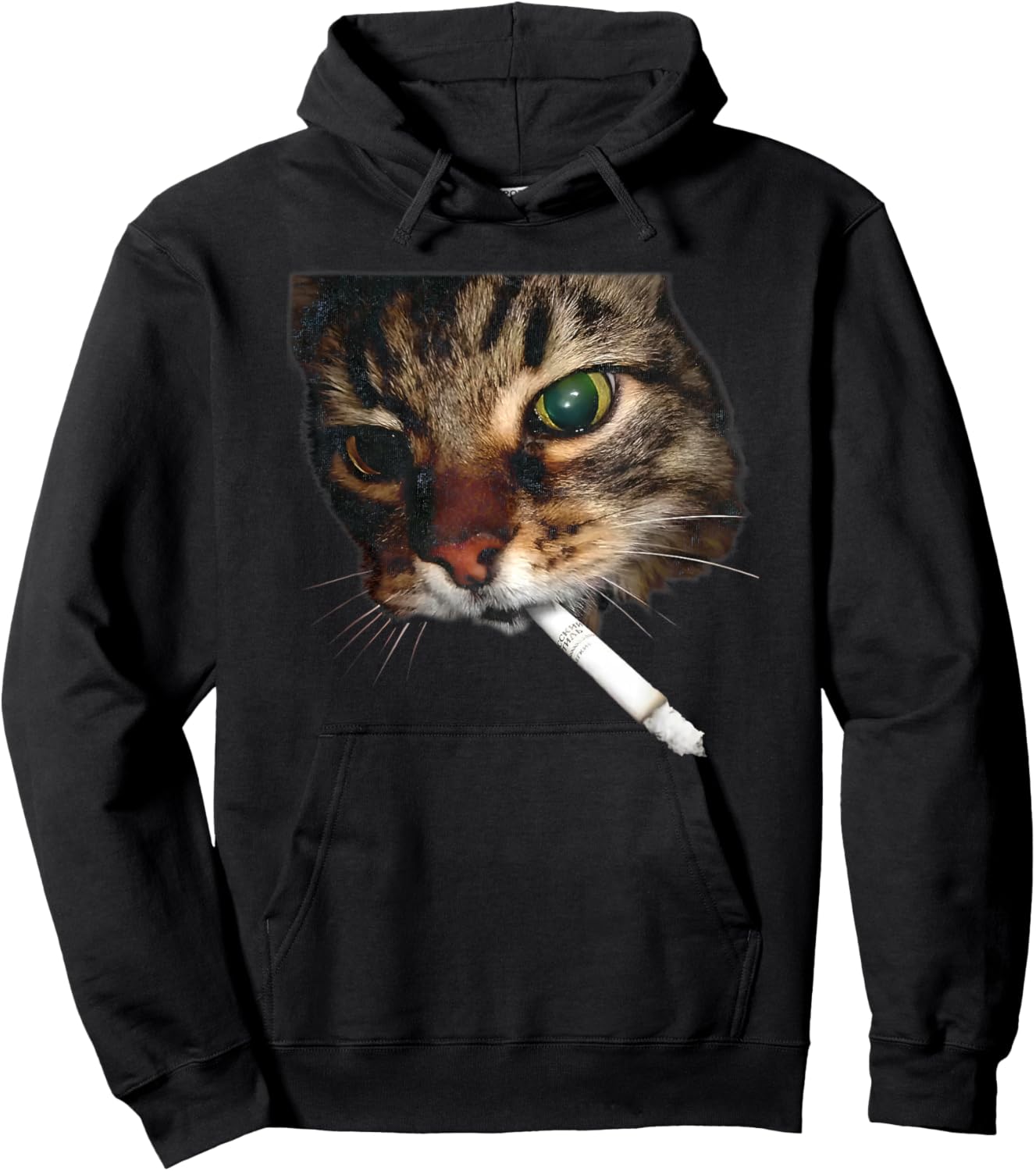 Funny Cat Smoking Vintage Grunge Meme Women Men Cat Lover Hoodie - Hoodie | Black