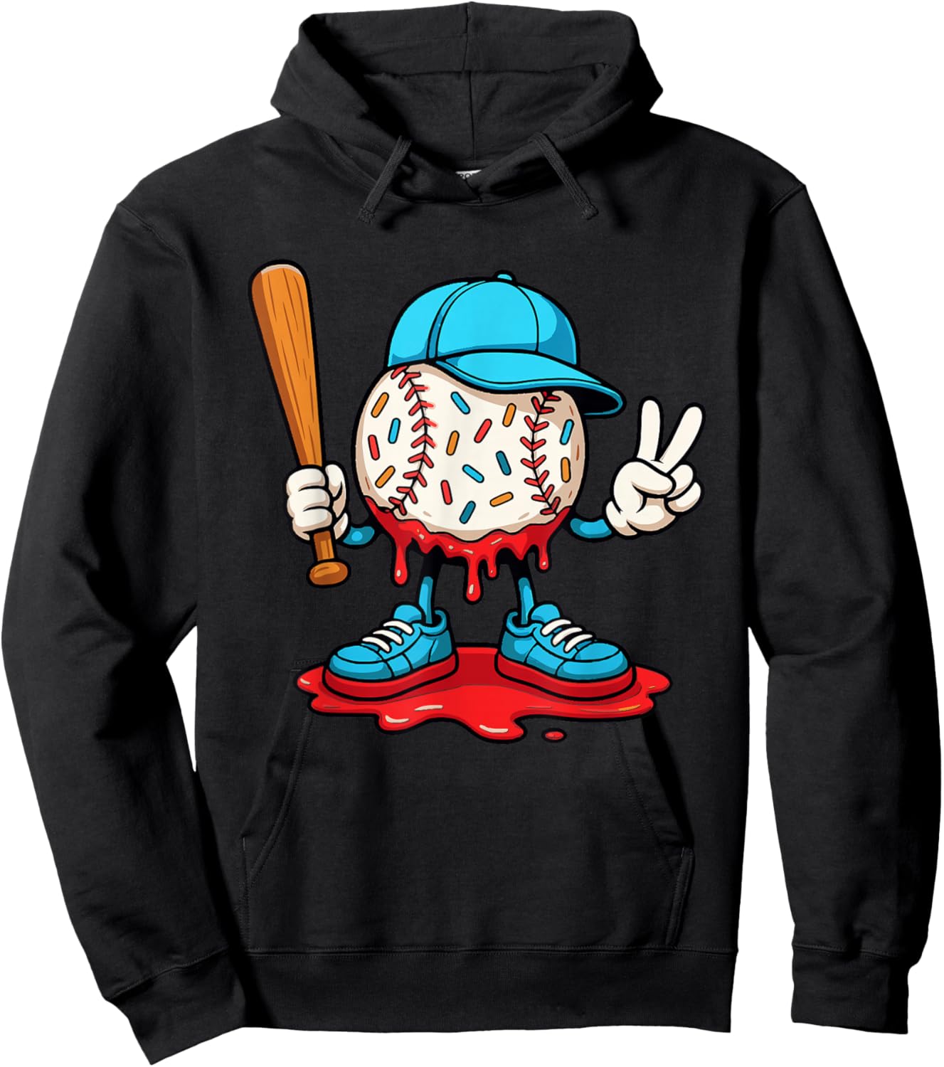 Baseball Drip for Boys Ice Cream Drip Baseball Sport Lover Hoodie - Hoodie | Black