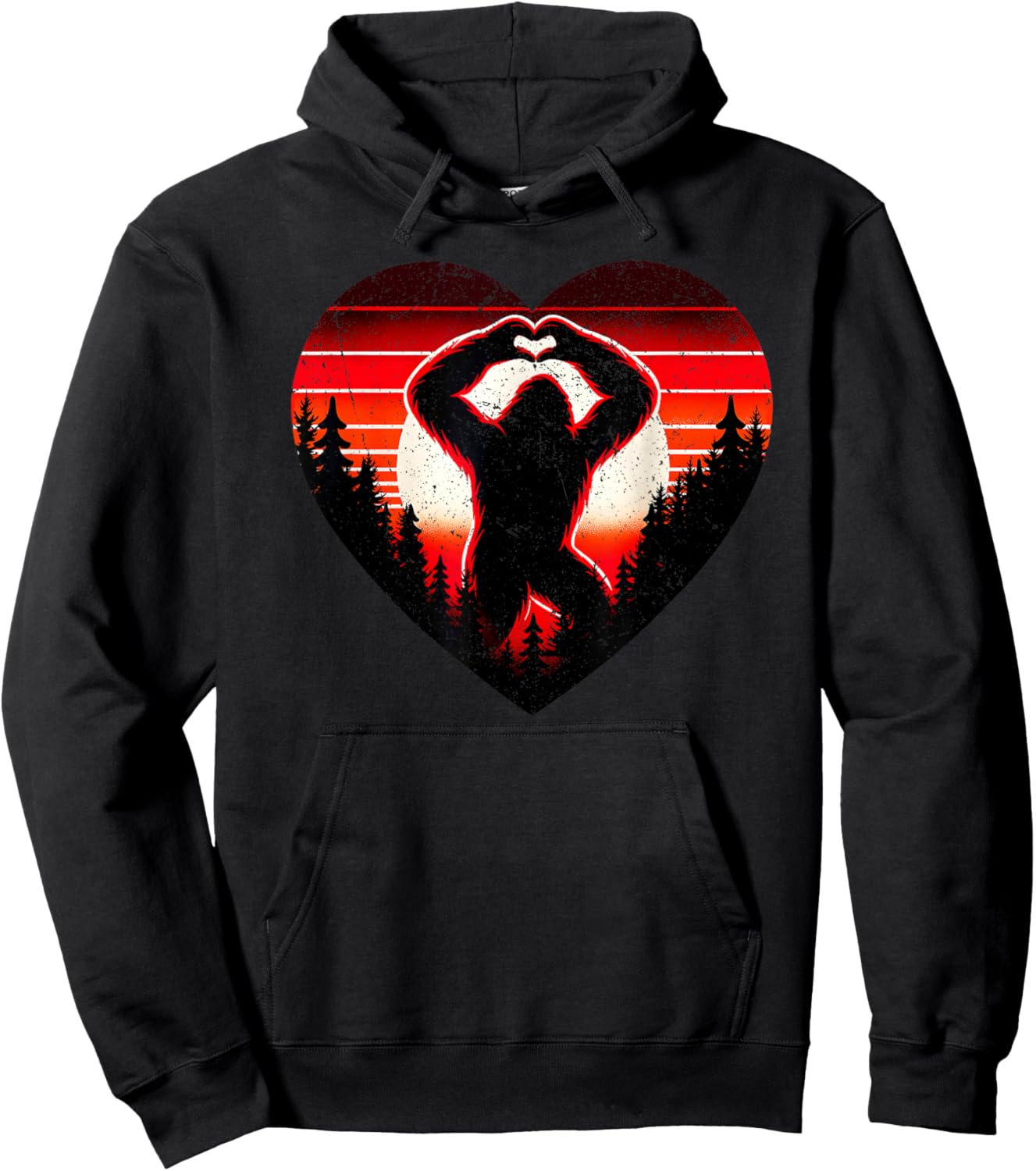 Sasquatch Bigfoot Love Heart Valentine Boys Girls Kids Hoodie - Hoodie | Black