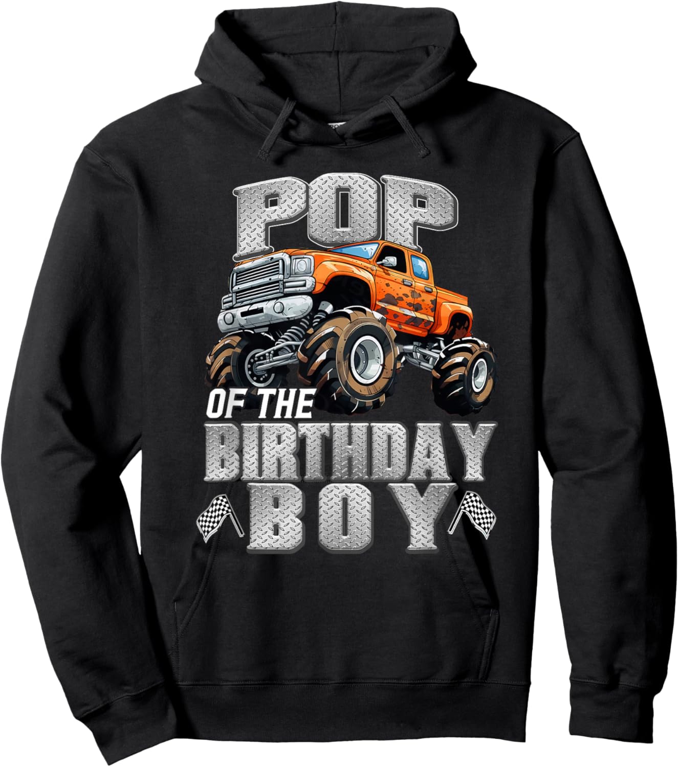 Pop of The Birthday Boy Monster Truck Birthday Family Hoodie - Hoodie | Black