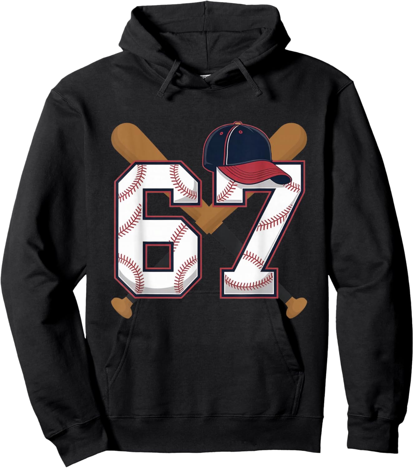 Baseball Number 67 Player Or 67th Birthday Hoodie - Hoodie | Black