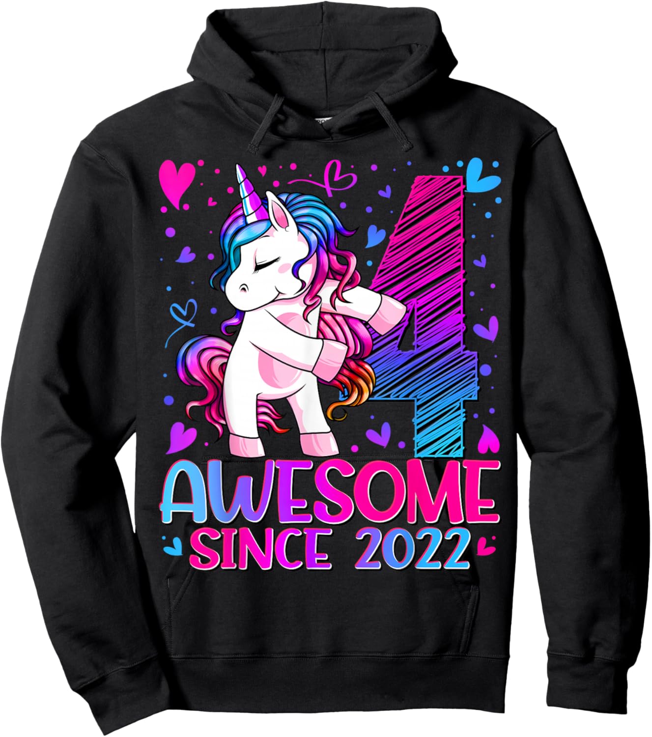 4th Birthday Shirt Girl 4 Year Old Gifts 4 Birthday Girl Hoodie - Hoodie | Black