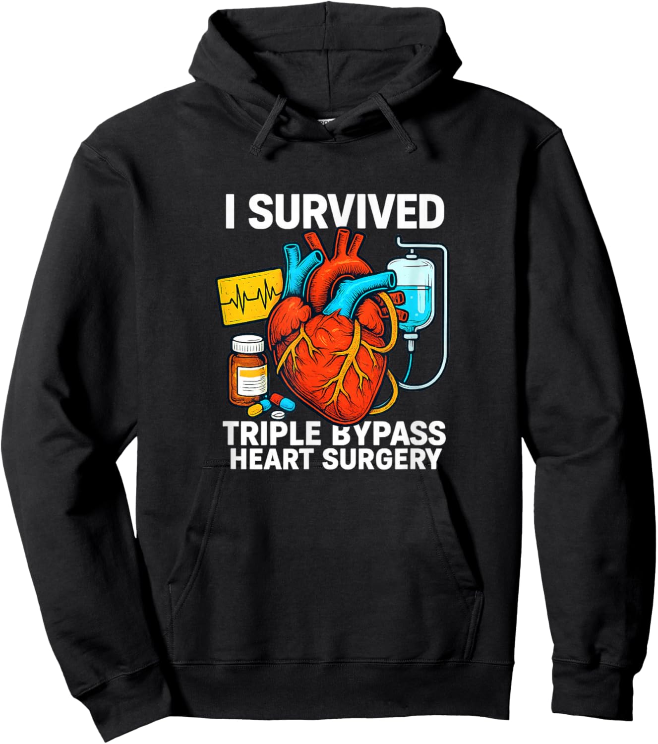 I Survived Triple Bypass Heart Surgery Hoodie - Hoodie | Black