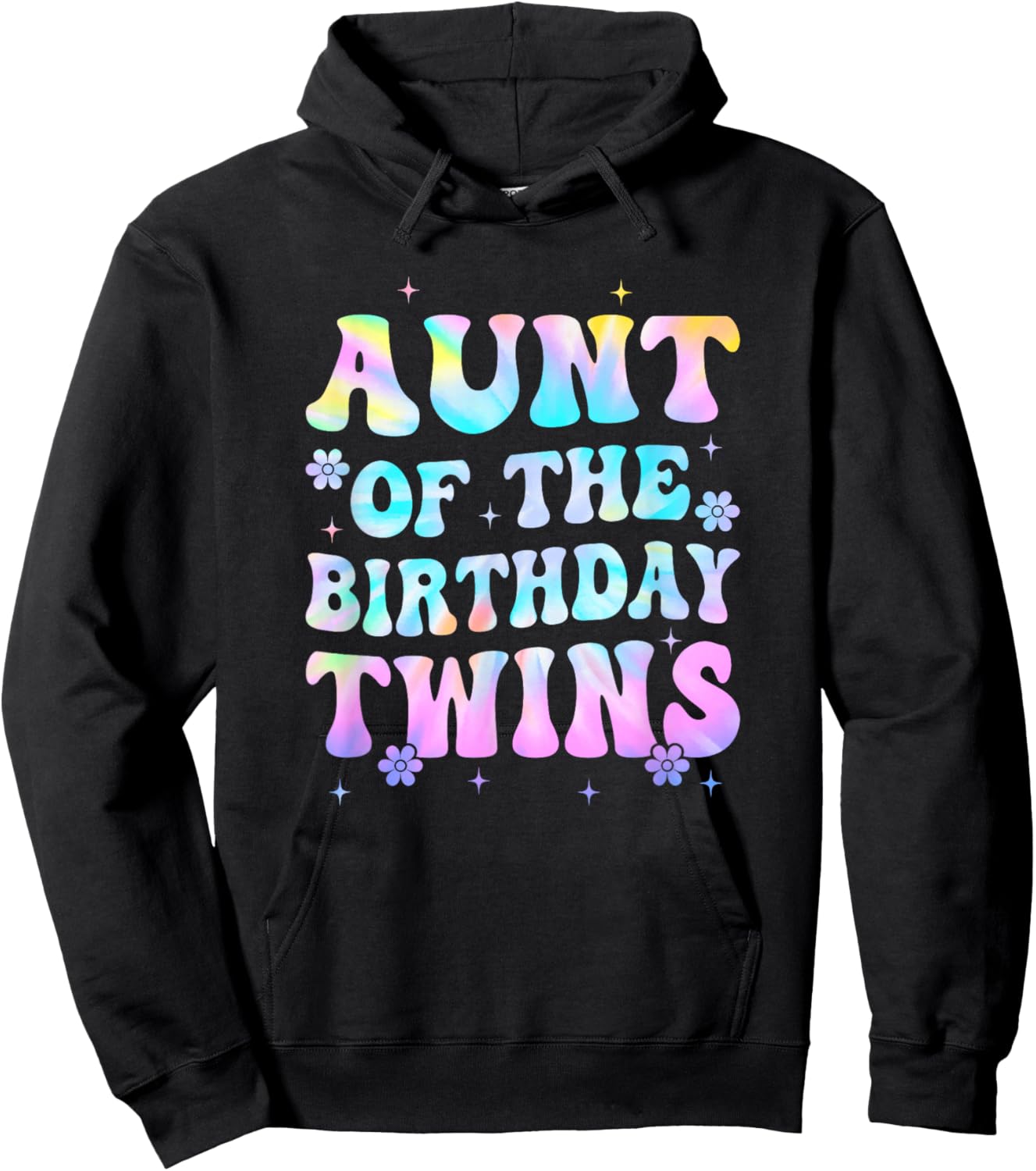 Aunt of The Birthday Twins Girls Kids Party Retro Bday Hoodie - Hoodie | Black