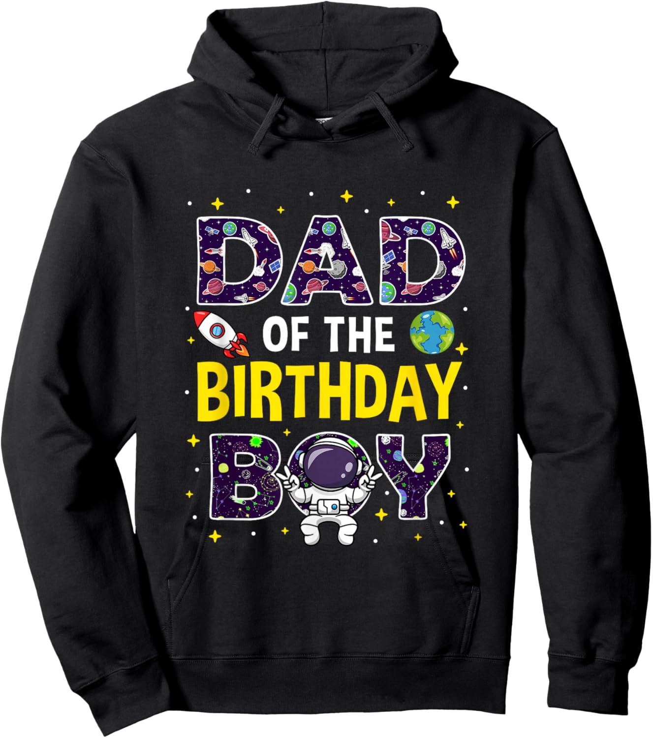 Dad of The Birthday Boy Space Astronaut Birthday Family Hoodie - Hoodie | Black