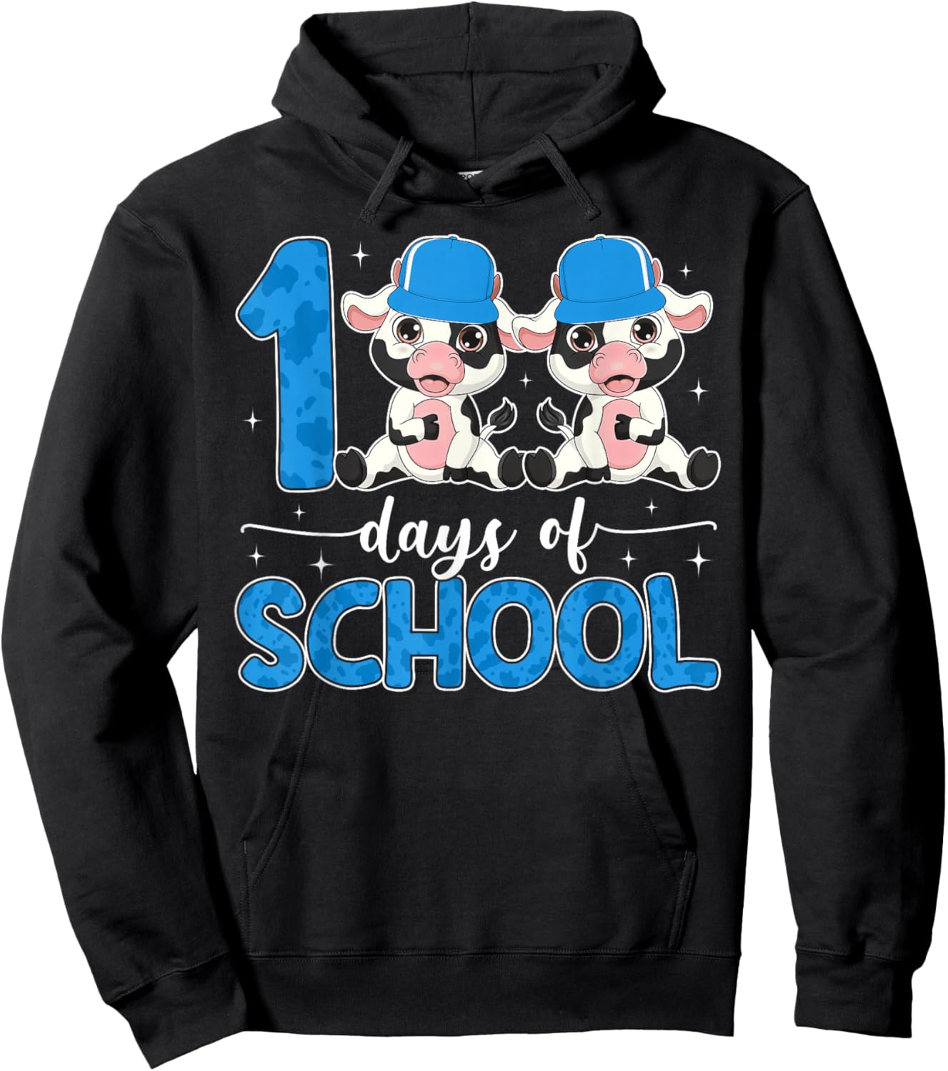 100 Days of School Cows 100 Days Smarter Students Boys Kids Hoodie - Hoodie | Black