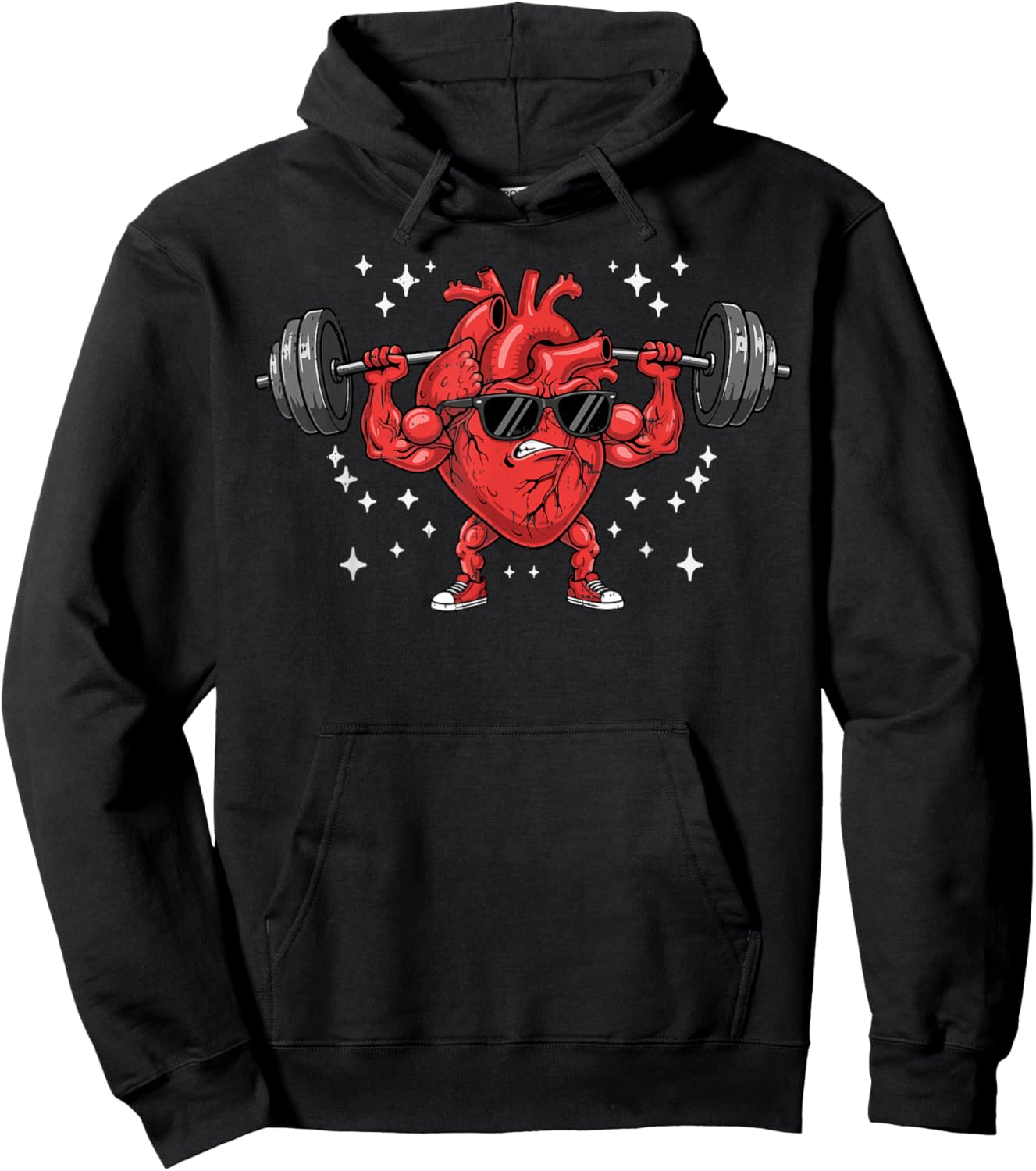 Valentines Day Workout Buff Heart Barbel Gym Men Women Kids Hoodie - Hoodie | Black