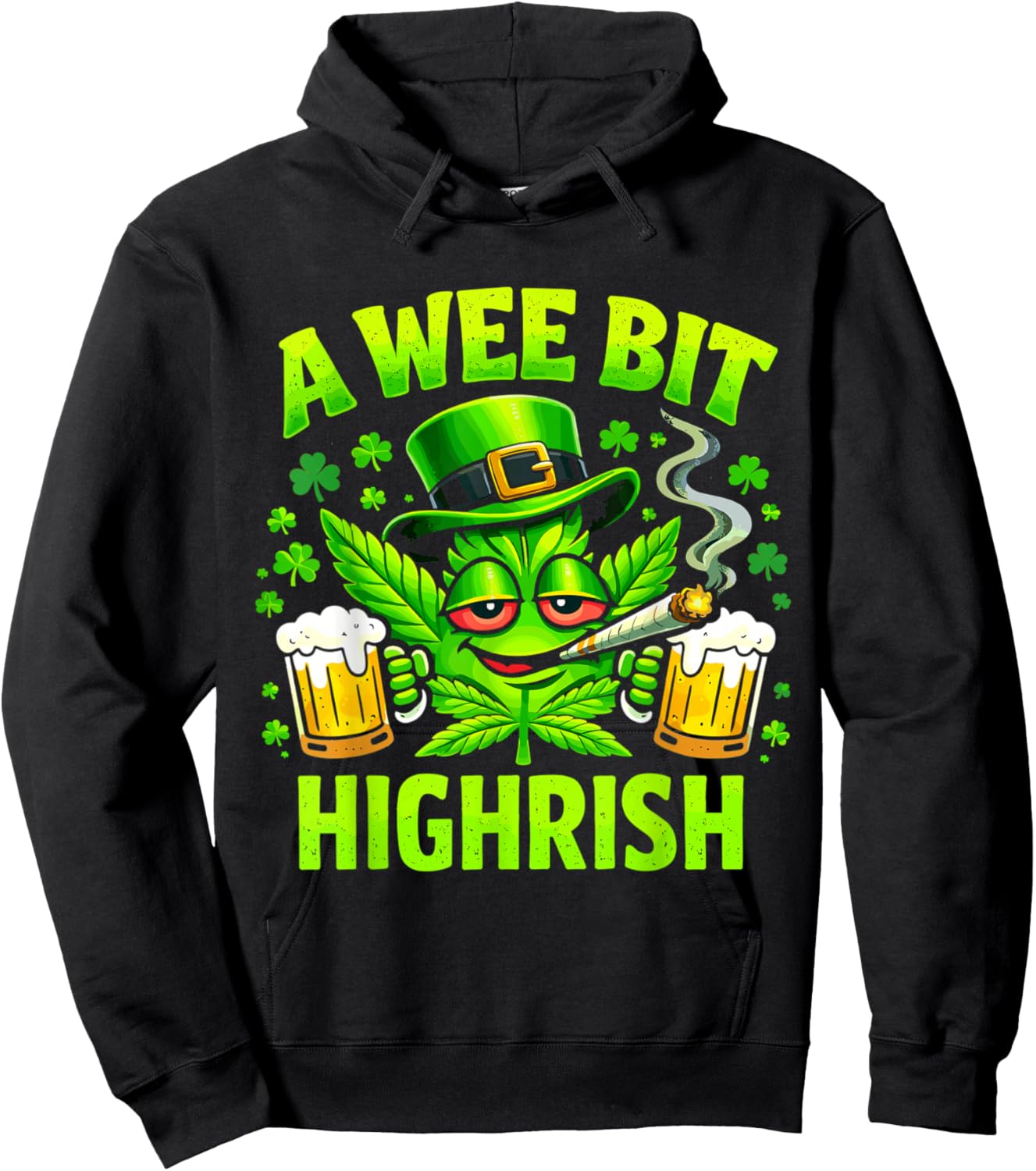 A Wee Bit Highrish Funny St Patricks Day Men Women Hoodie - Hoodie | Black