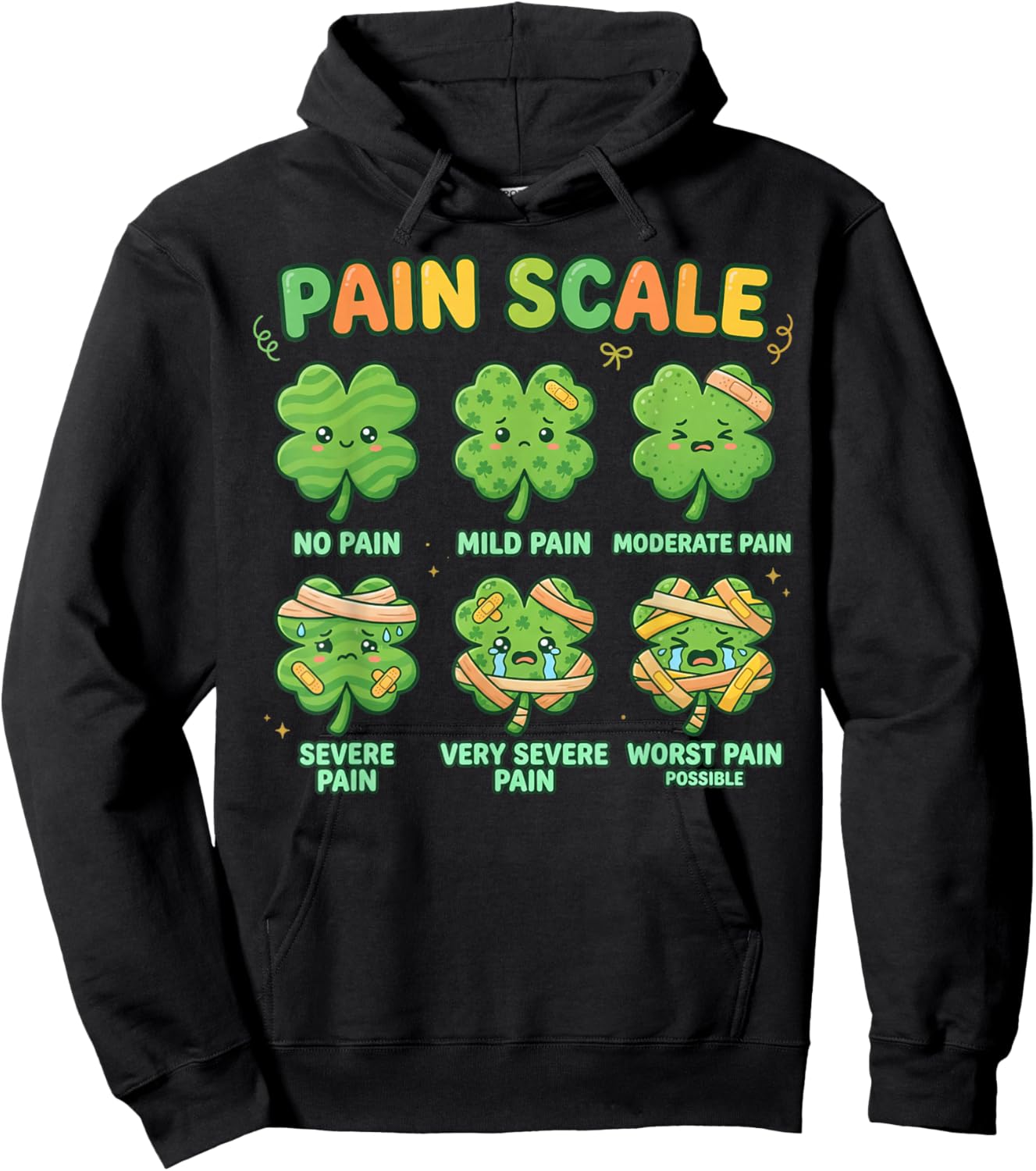 Pain Scale Shamrock Nurse St Patricks Day Pain Assessment Hoodie - Hoodie | Black