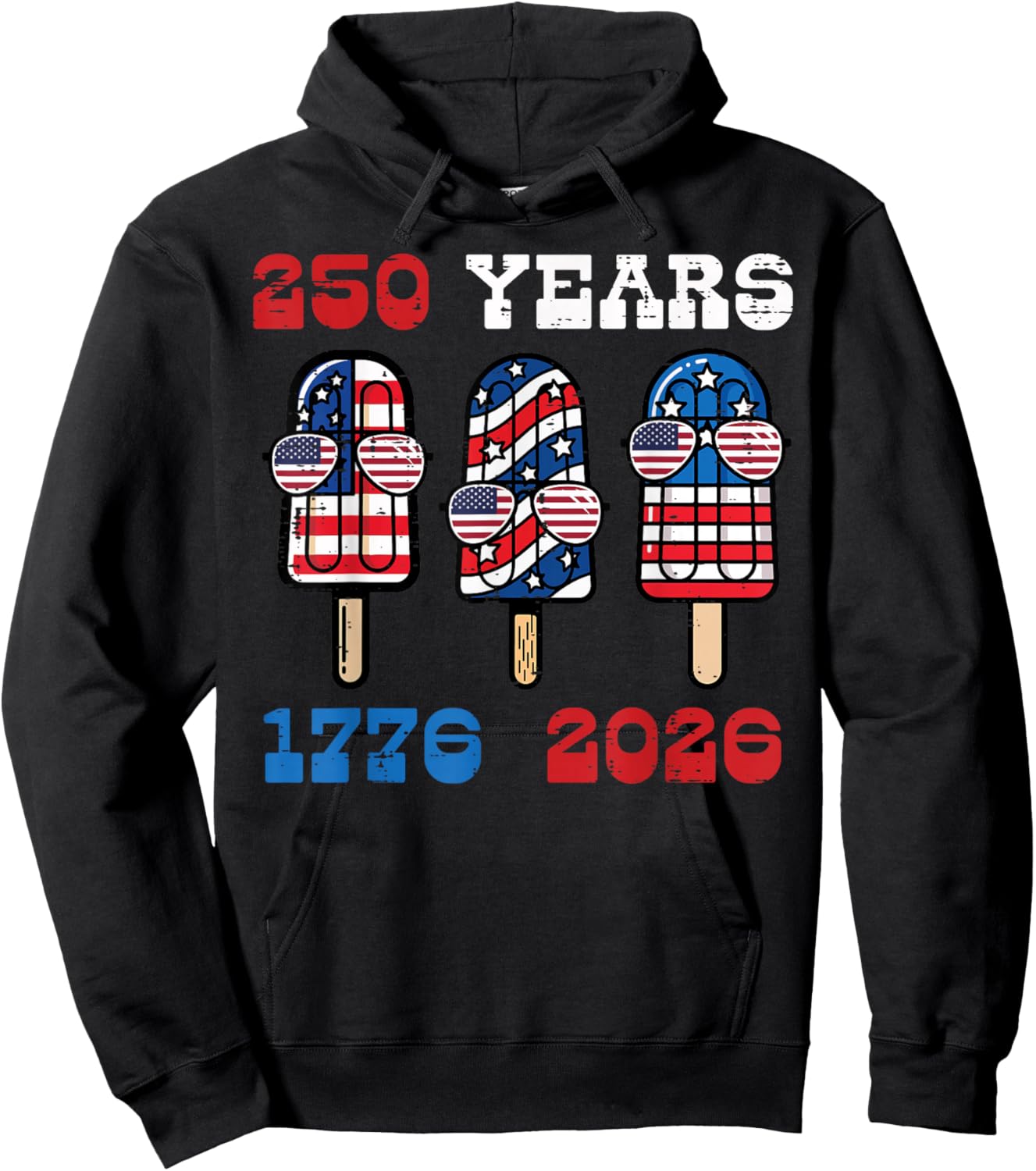 250 Years Ice Cream 1776 2026 250th Anniversary USA Kids Hoodie - Hoodie | Black