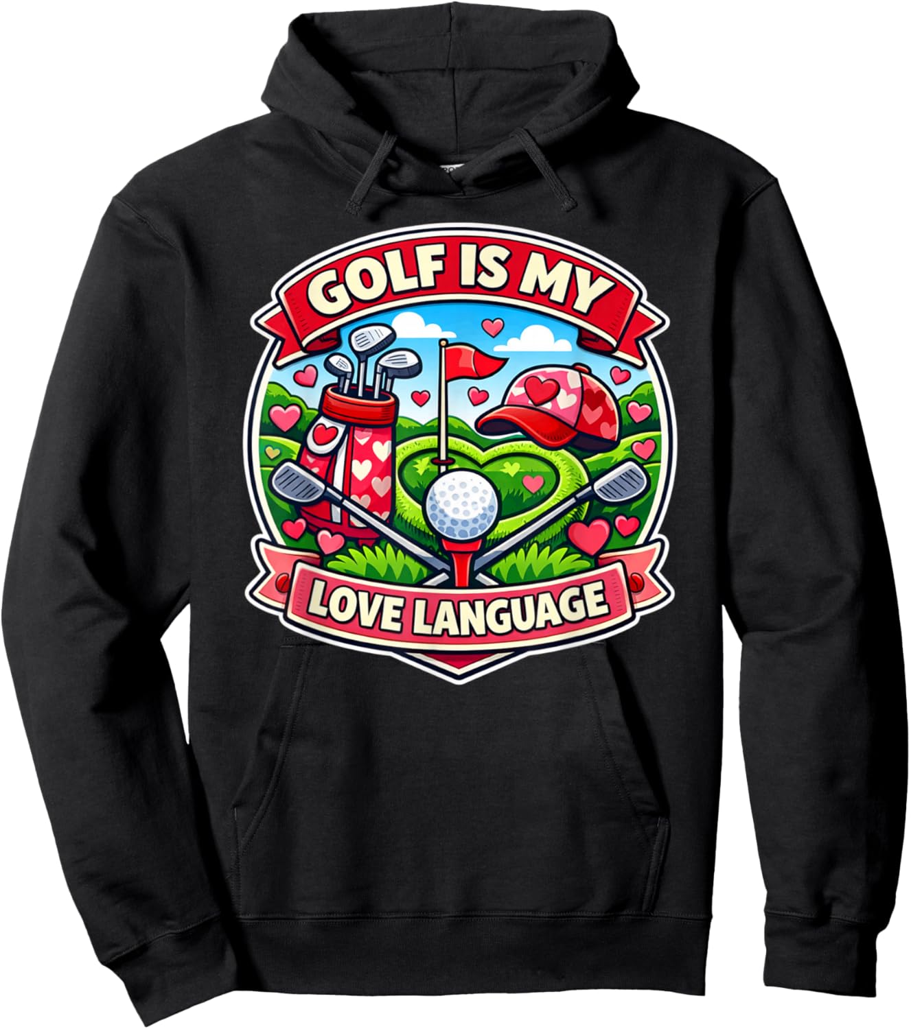 Golf is My Love Language Valentine Hoodie - Hoodie | Black