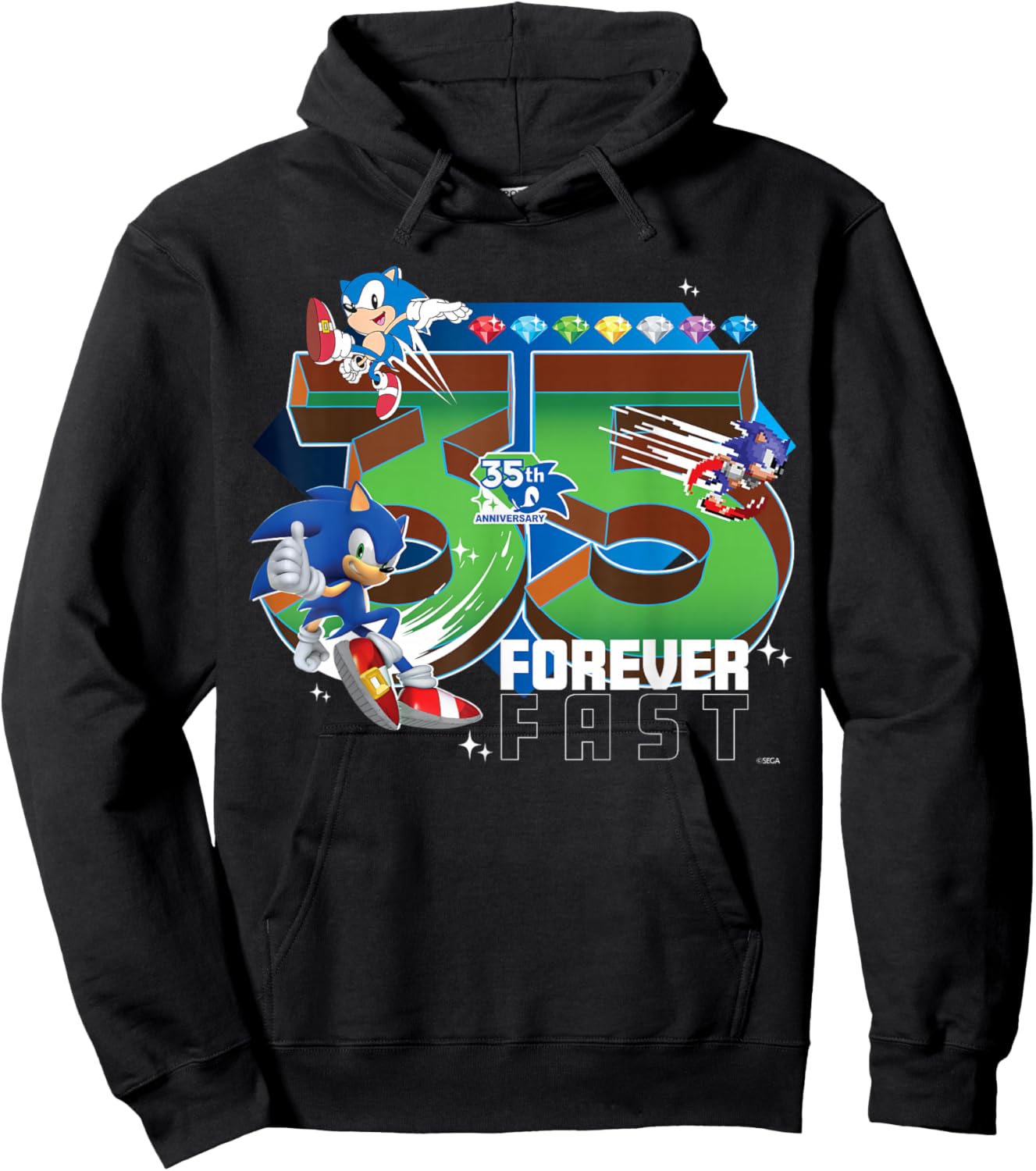 Sonic The Hedgehog 35th Anniversary Forever Fast Legacy Hoodie - Hoodie | Black