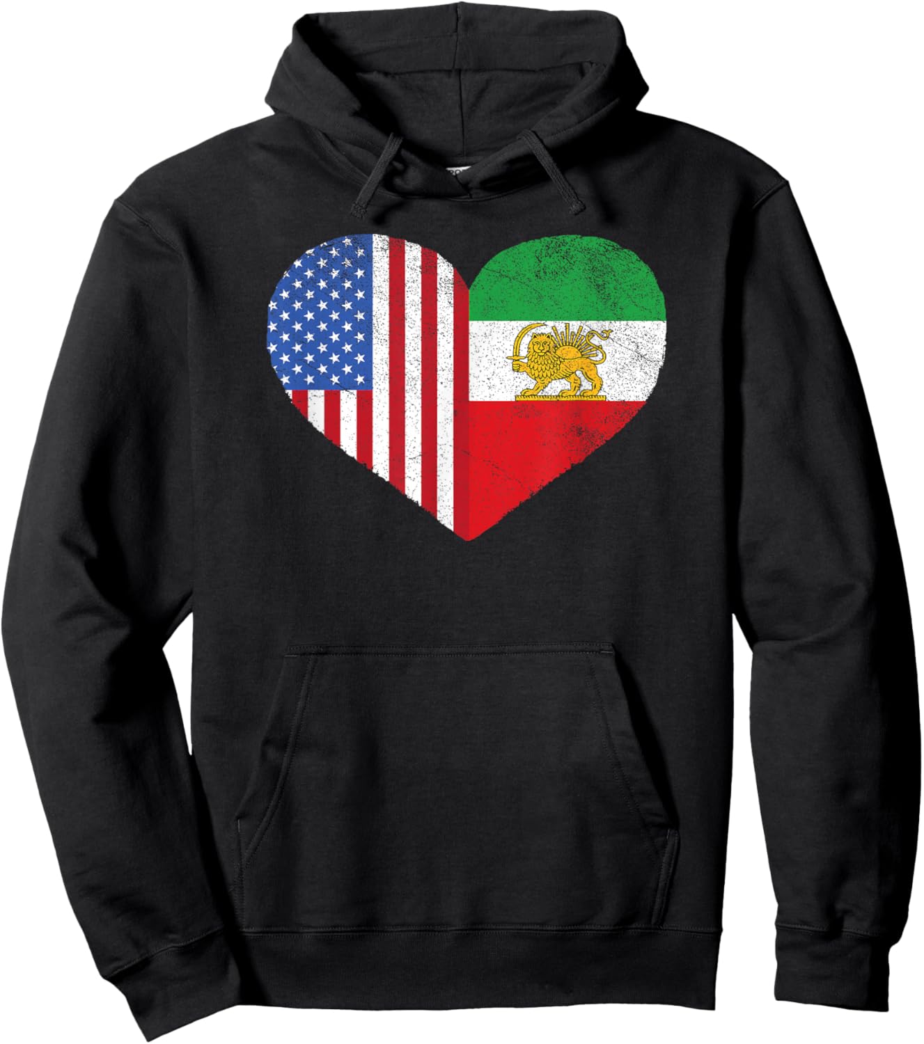 Persian American Flag Heart Persia USA Hoodie - Hoodie | Black