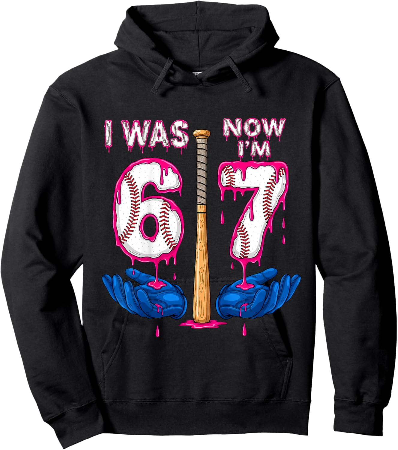I was 6 Now I'm 7 Years Old Birthday Bday 67 Six Seven Meme Hoodie - Hoodie | Black