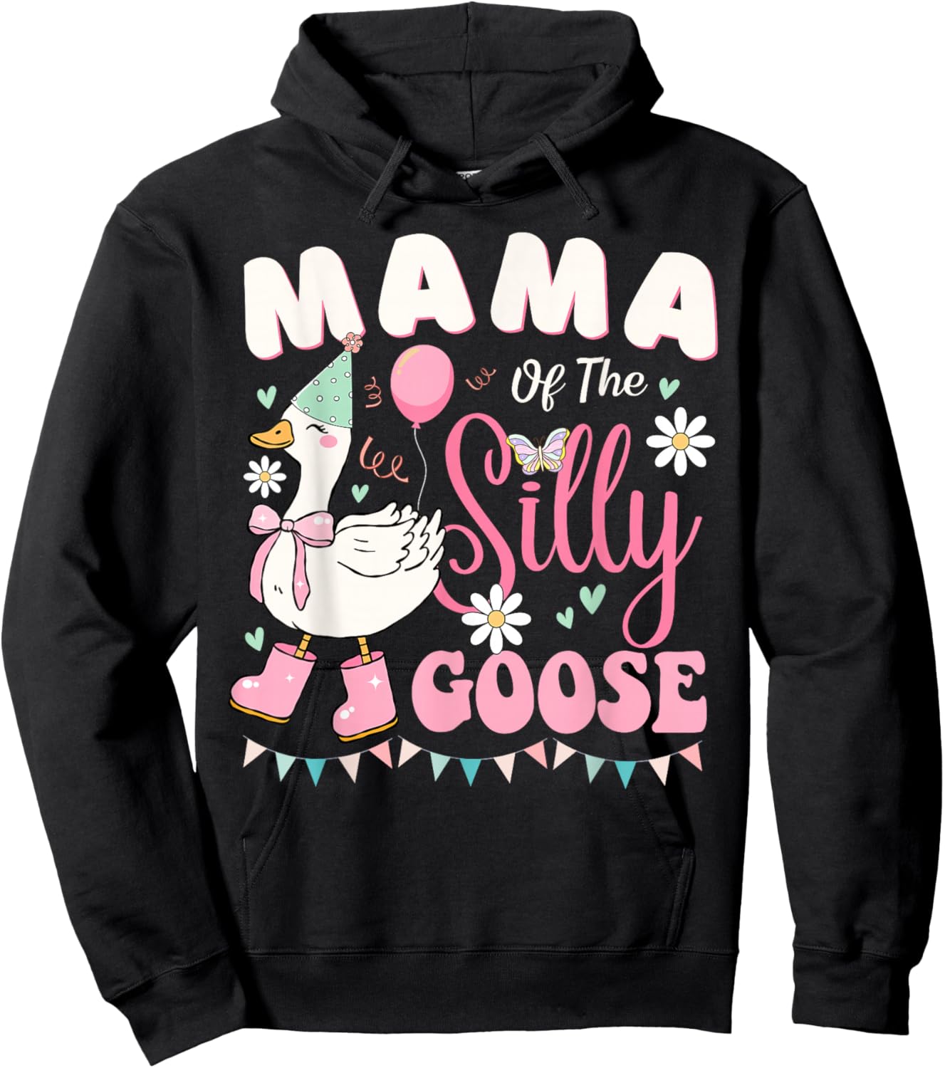 Mama of The Silly Goose Birthday Party Family Matching Hoodie - Hoodie | Black