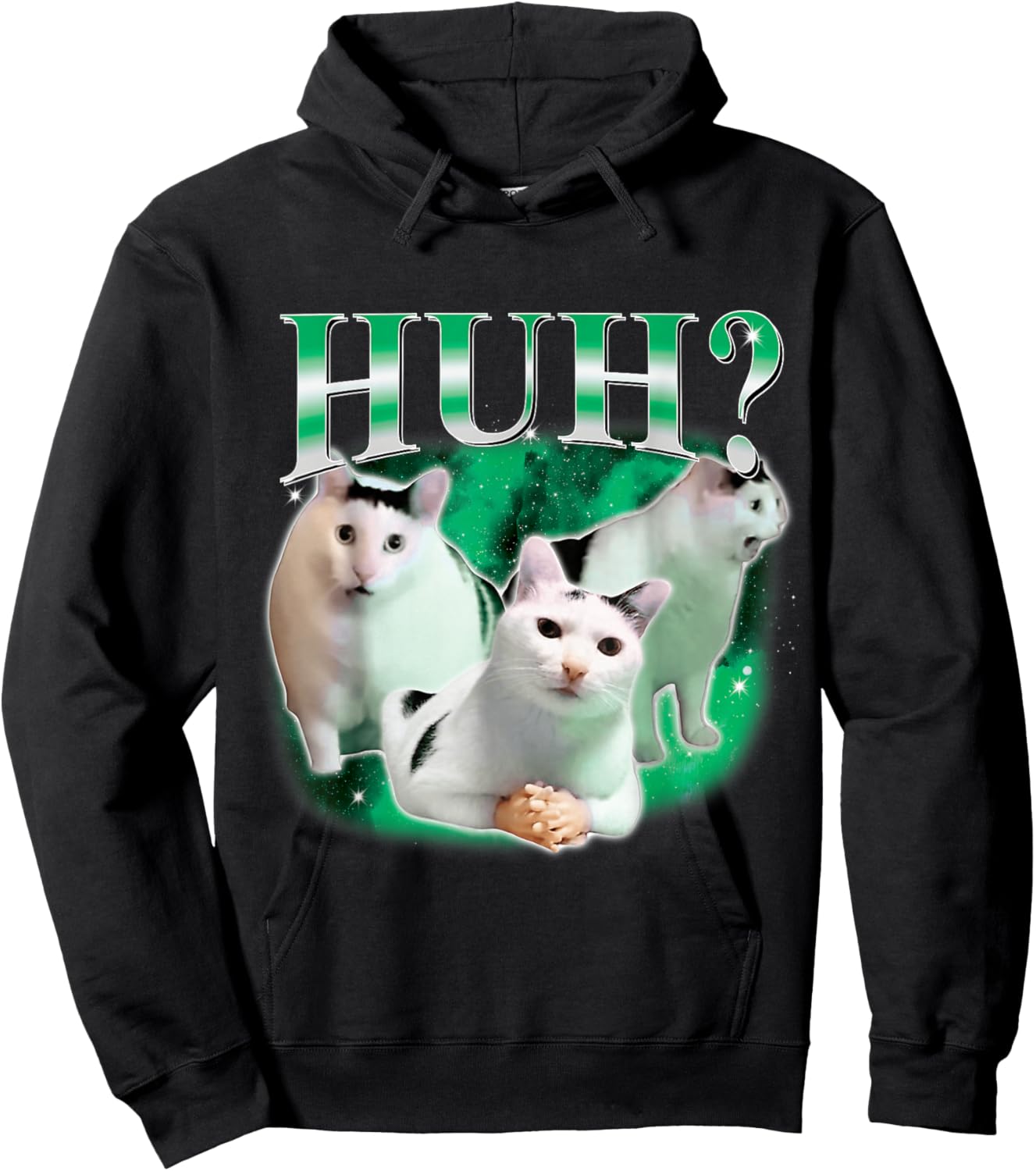 Huh Funny Dank Cat Stupid Oddly Specific Cat Meme Bootleg Hoodie - Hoodie | Black