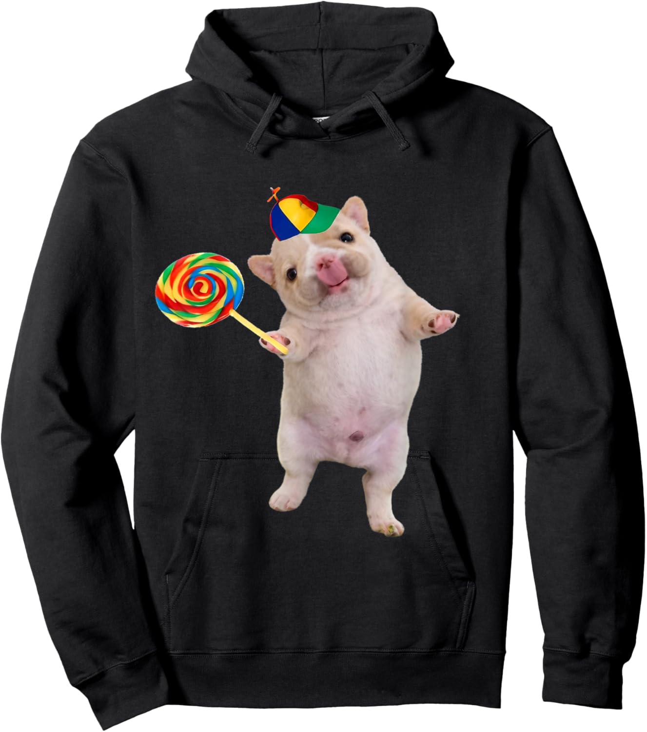 Silly Dog with Lollipop Meme Dog Lover Hoodie - Hoodie | Black