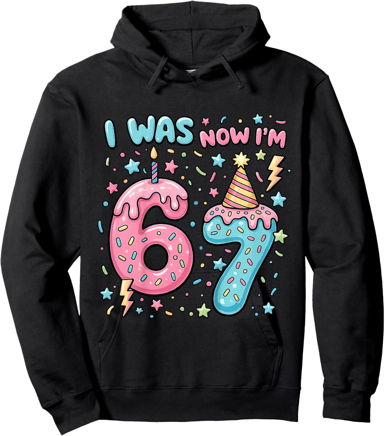I was 6 Now Im 7 Birthday Shirt Dripping Style 7th Birthday Hoodie - Hoodie | Black