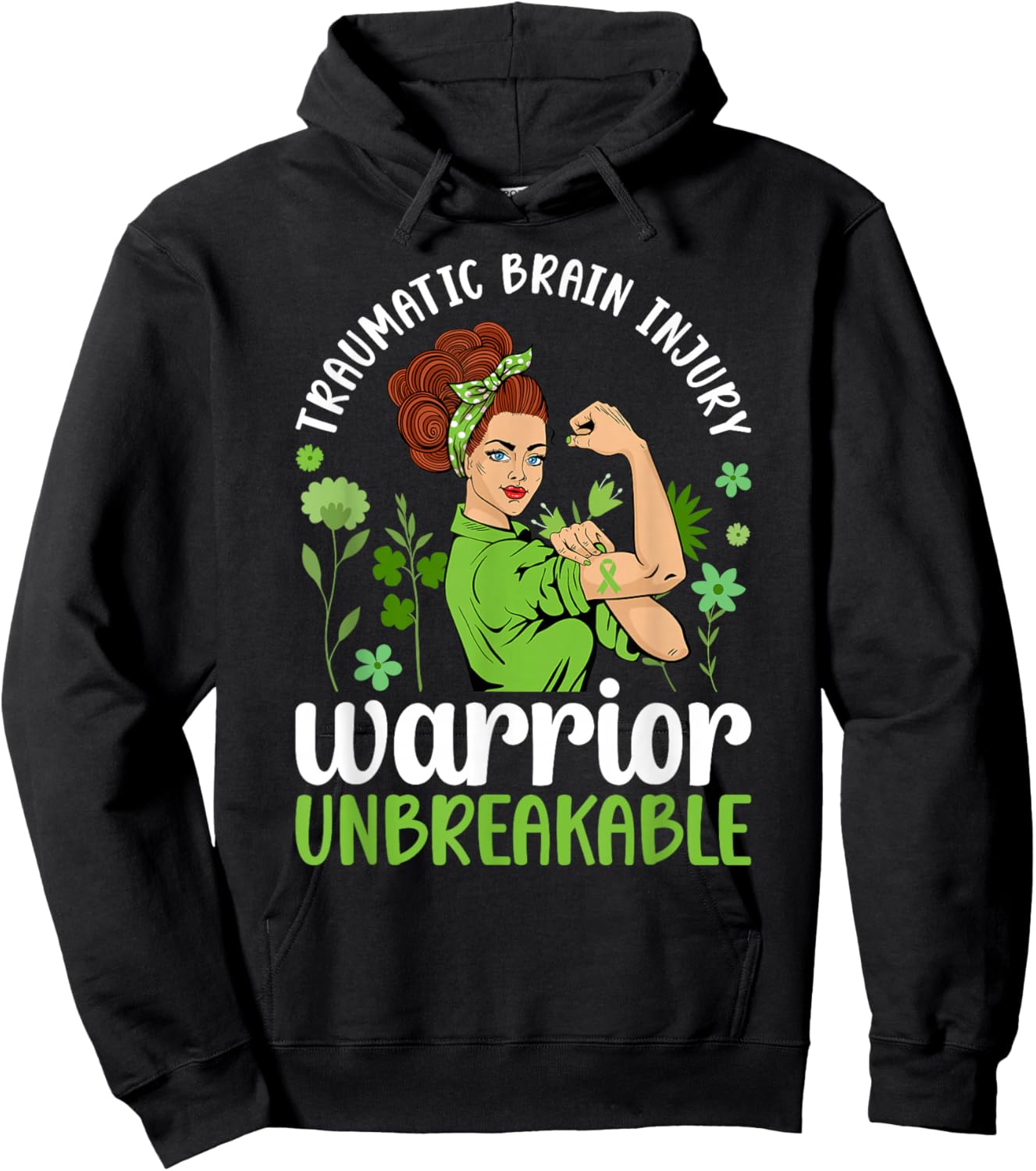 Traumatic Brain Injury Warrior Unbreakable TBI Awareness Hoodie - Hoodie | Black