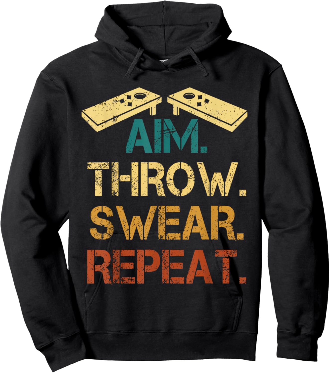 Aim Throw Swear Repeat Corn Hole Bean Bag Toss Cornhole Hoodie - Hoodie | Black