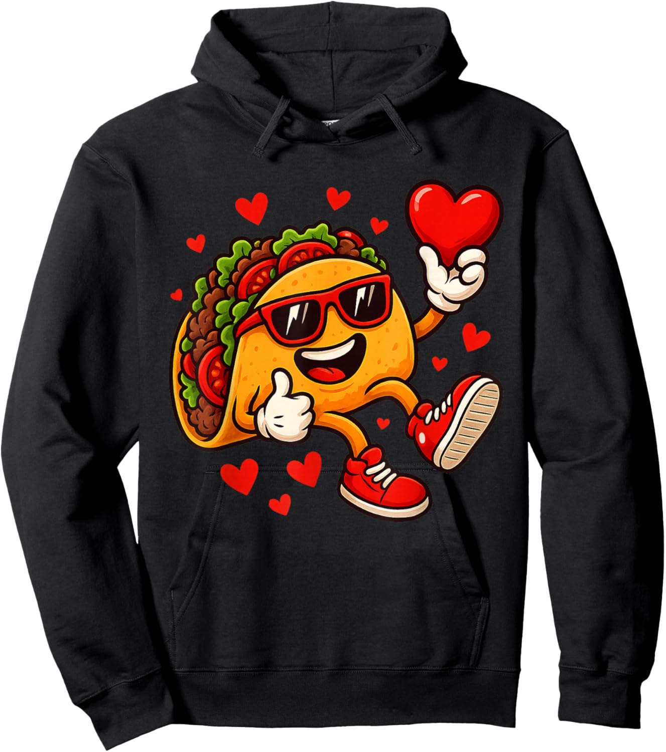 Valentines Day Taco Funny Boys Kids Toddler Tacos Hoodie - Hoodie | Black