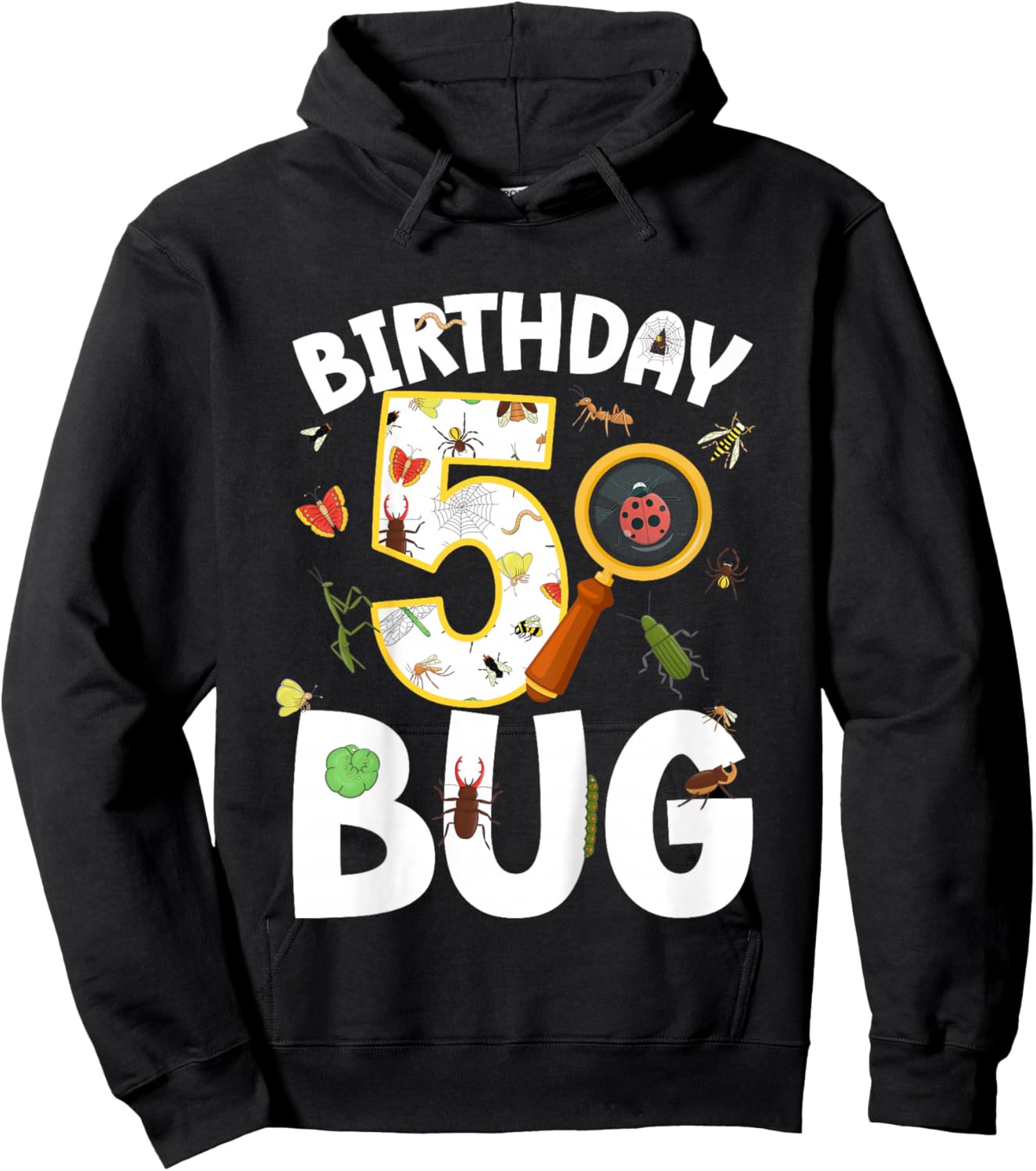 5th Bug Birthday Party 5 Year Old Bugs Birthday Hoodie - Hoodie | Black