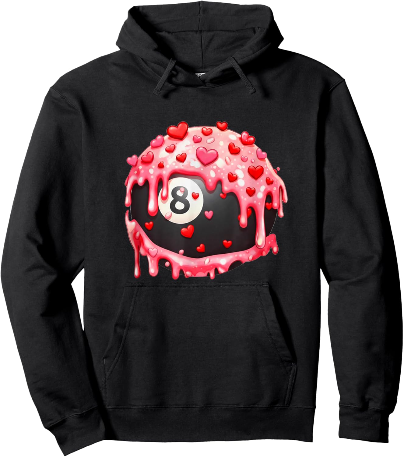 Billiards Valentines Day Ice Cream Drip Heart Boys Girls Hoodie - Hoodie | Black
