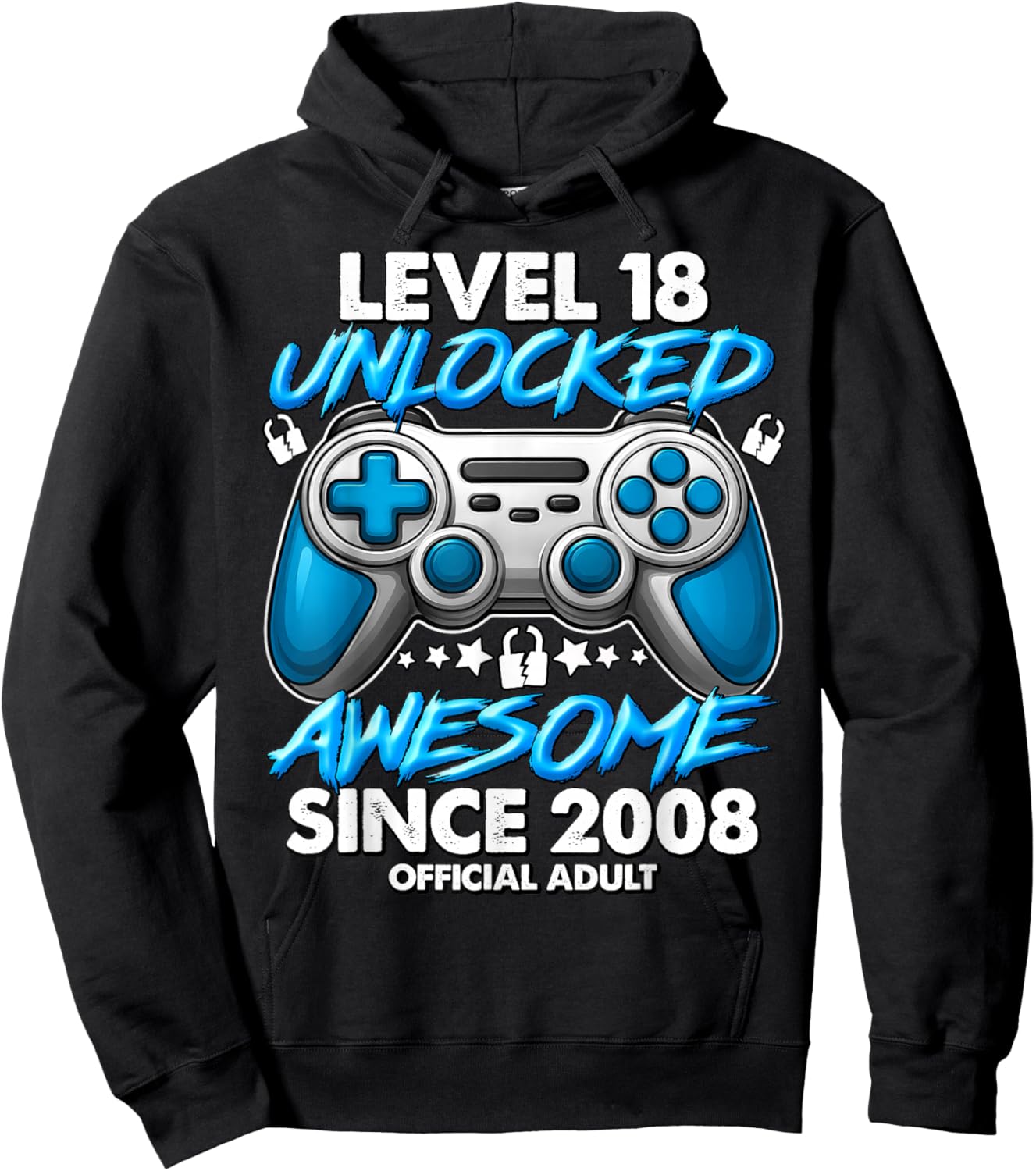 Official Adult Level 18 Unlocked Boys 18th Birthday Boy Hoodie - Hoodie | Black